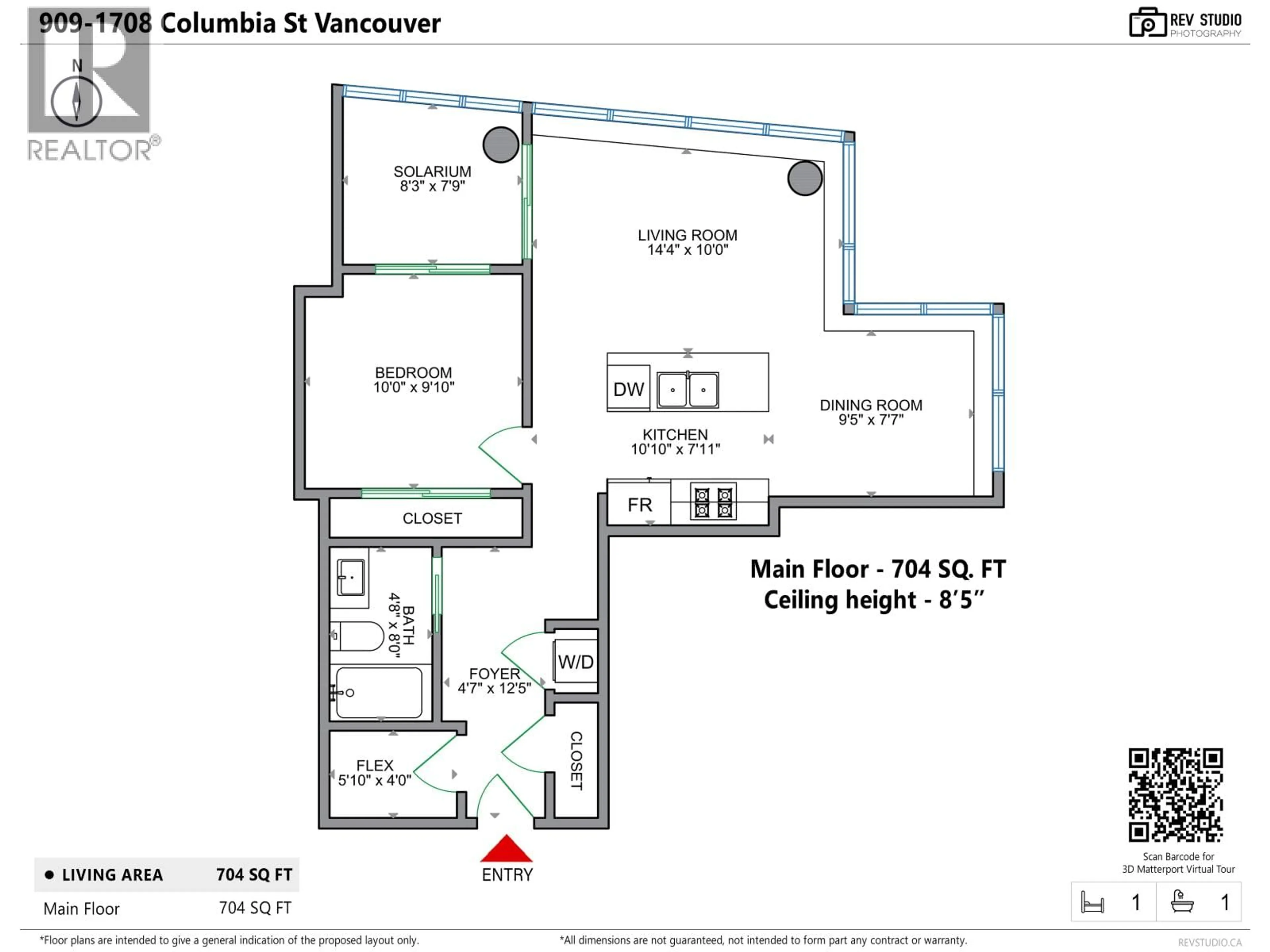 Floor plan for 909 - 1708 COLUMBIA STREET, Vancouver British Columbia V5Y0H7