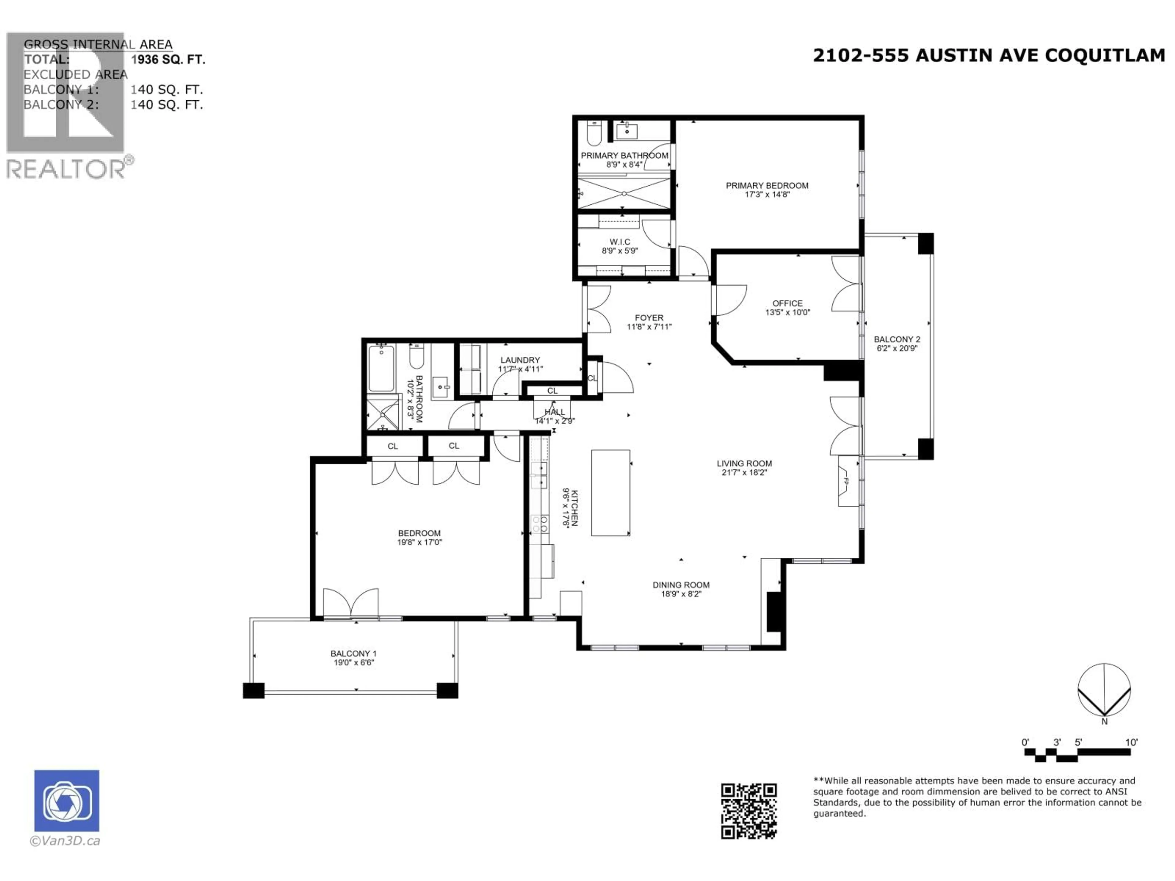 Floor plan for 2102 - 555 AUSTIN AVENUE, Coquitlam British Columbia V3K6R8