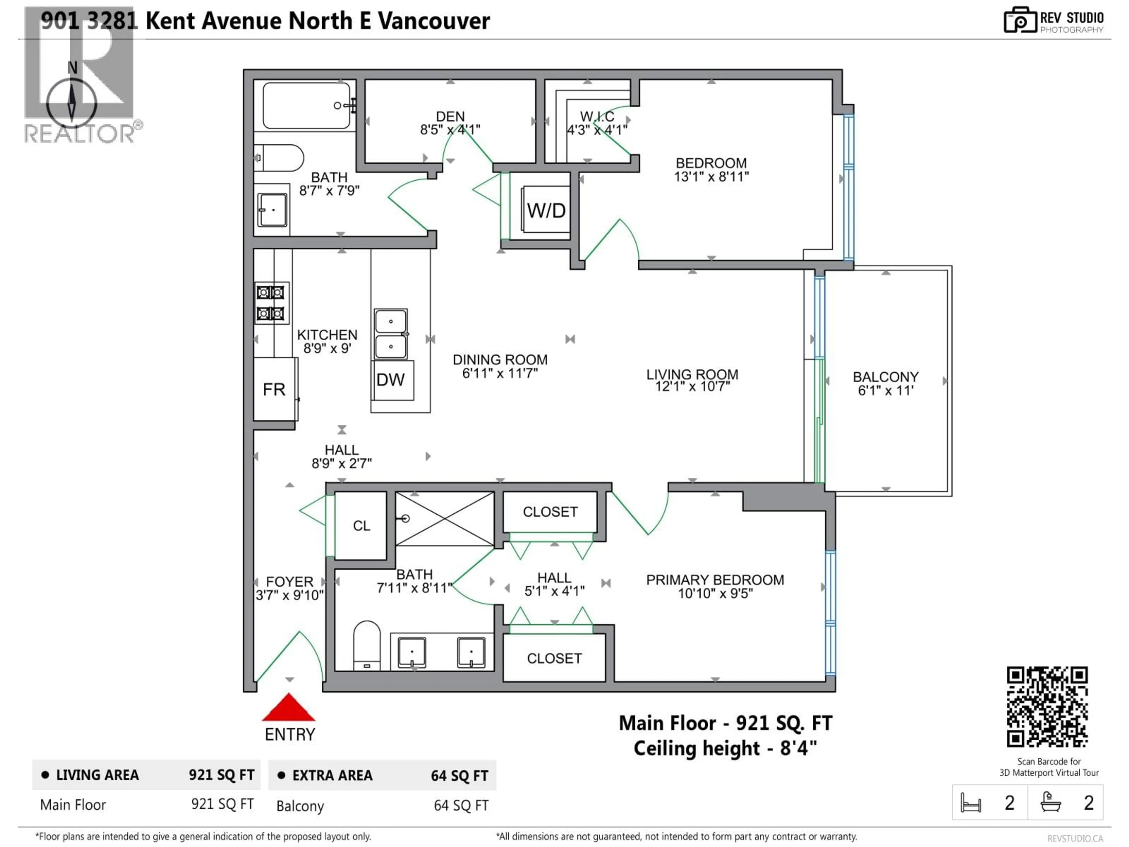 Floor plan for 901 - 3281 KENT AVENUE NORTH, Vancouver British Columbia V5S0C4