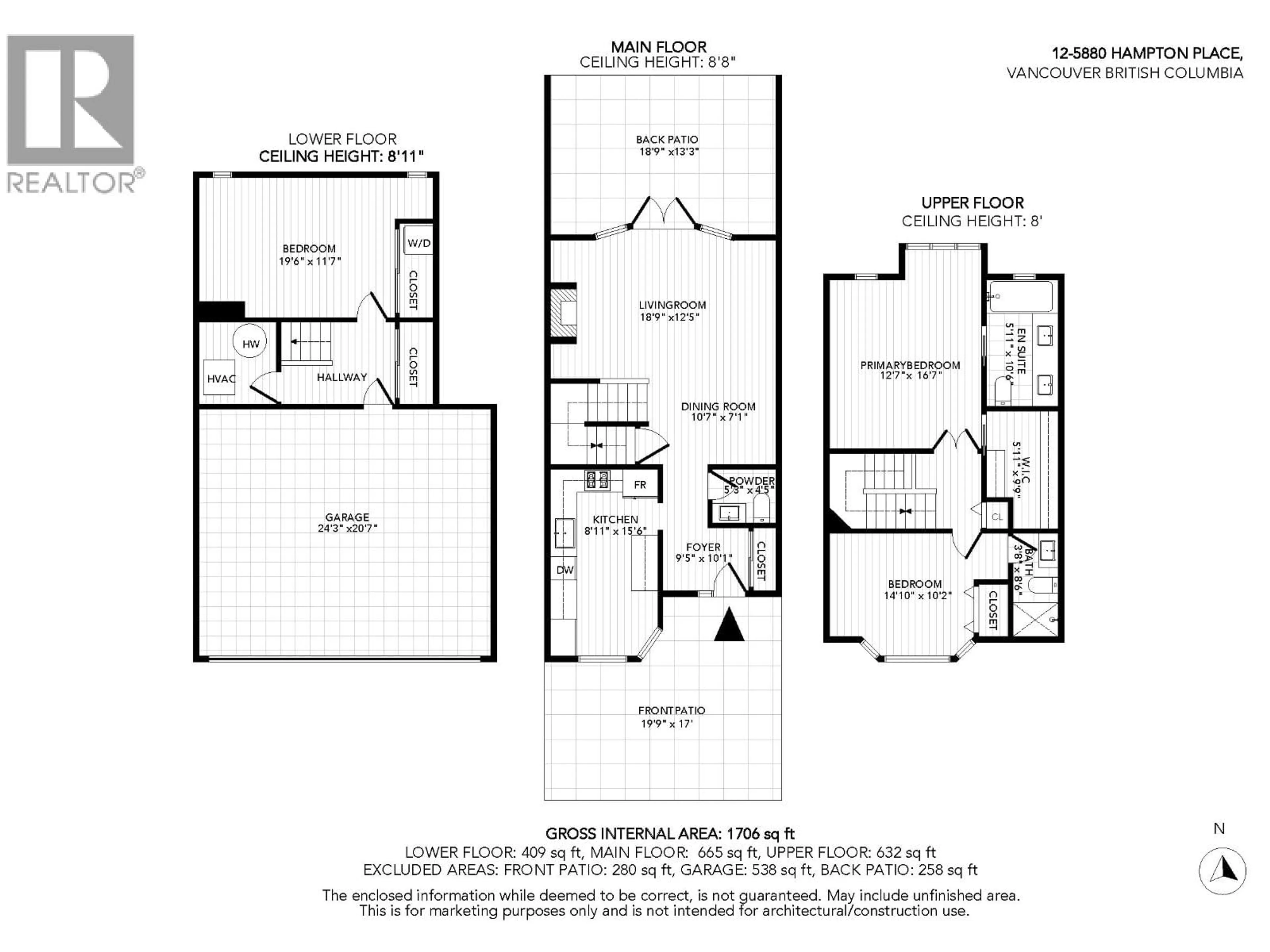 Floor plan for 12 - 5880 HAMPTON PLACE, Vancouver British Columbia V6T2E9