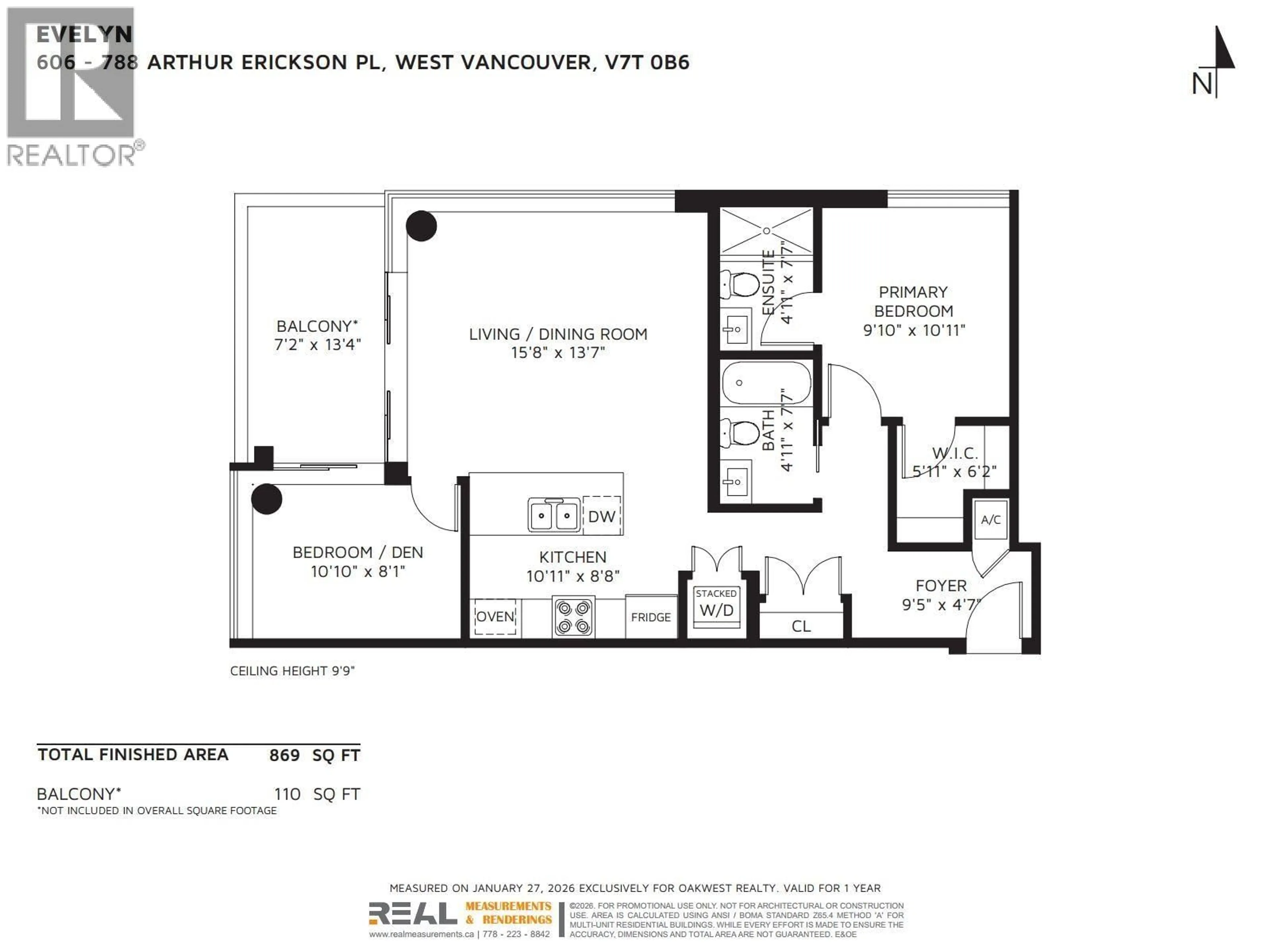 Floor plan for 606 - 788 ARTHUR ERICKSON PLACE, West Vancouver British Columbia V7T0B6