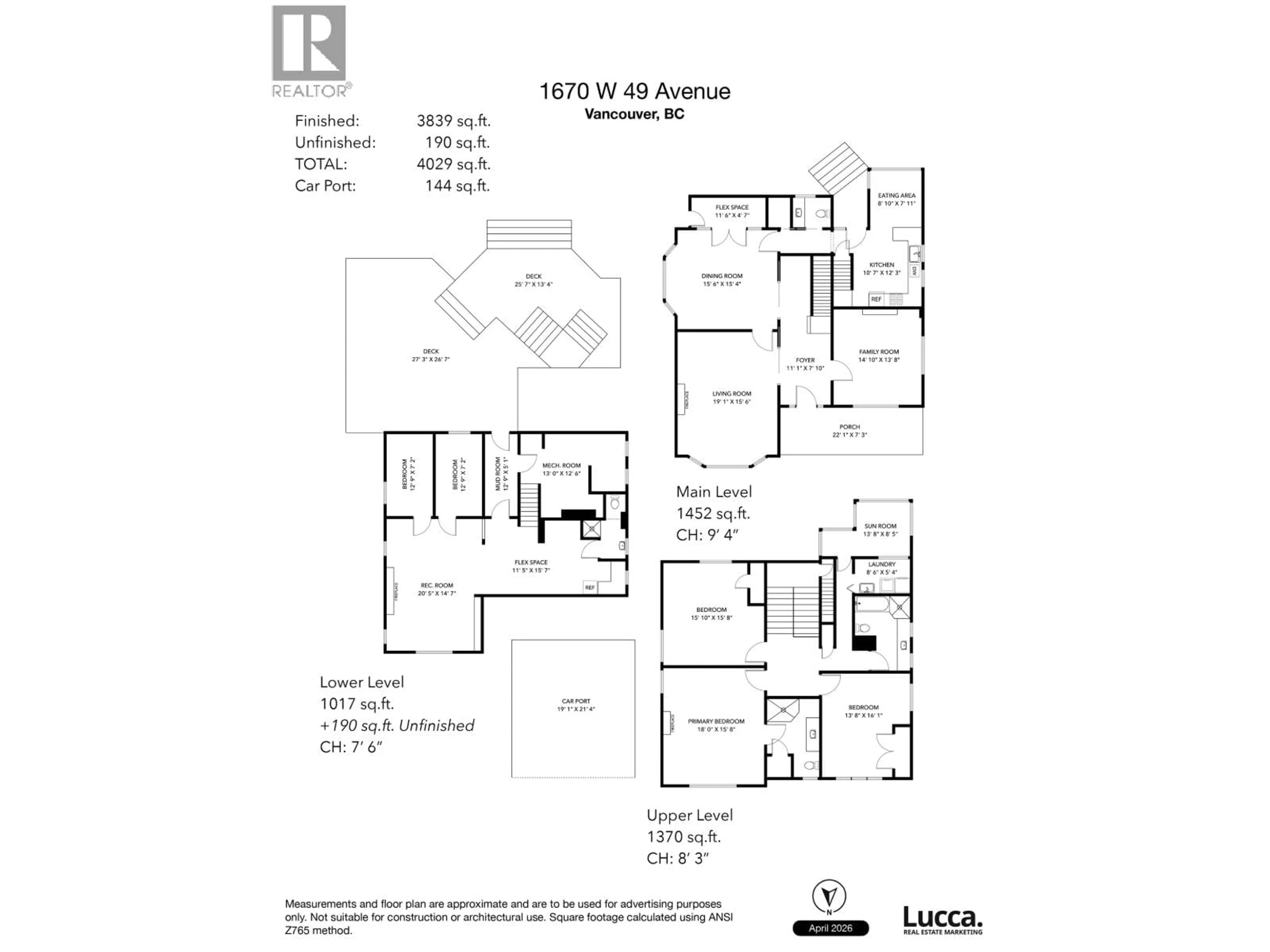 Floor plan for 1670 49TH AVENUE, Vancouver British Columbia V6M2S1