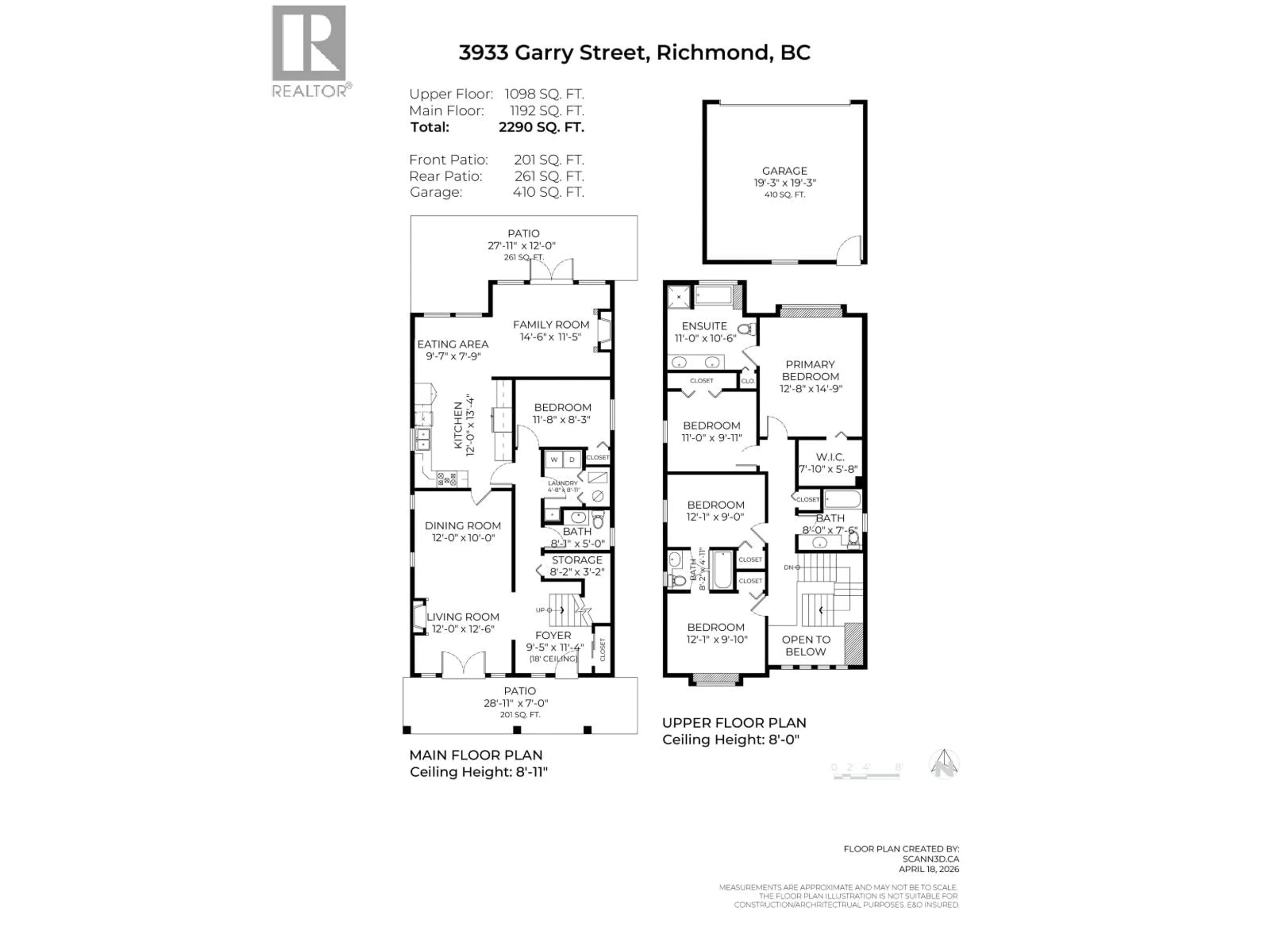Floor plan for 3933 GARRY STREET, Richmond British Columbia V7E2T7