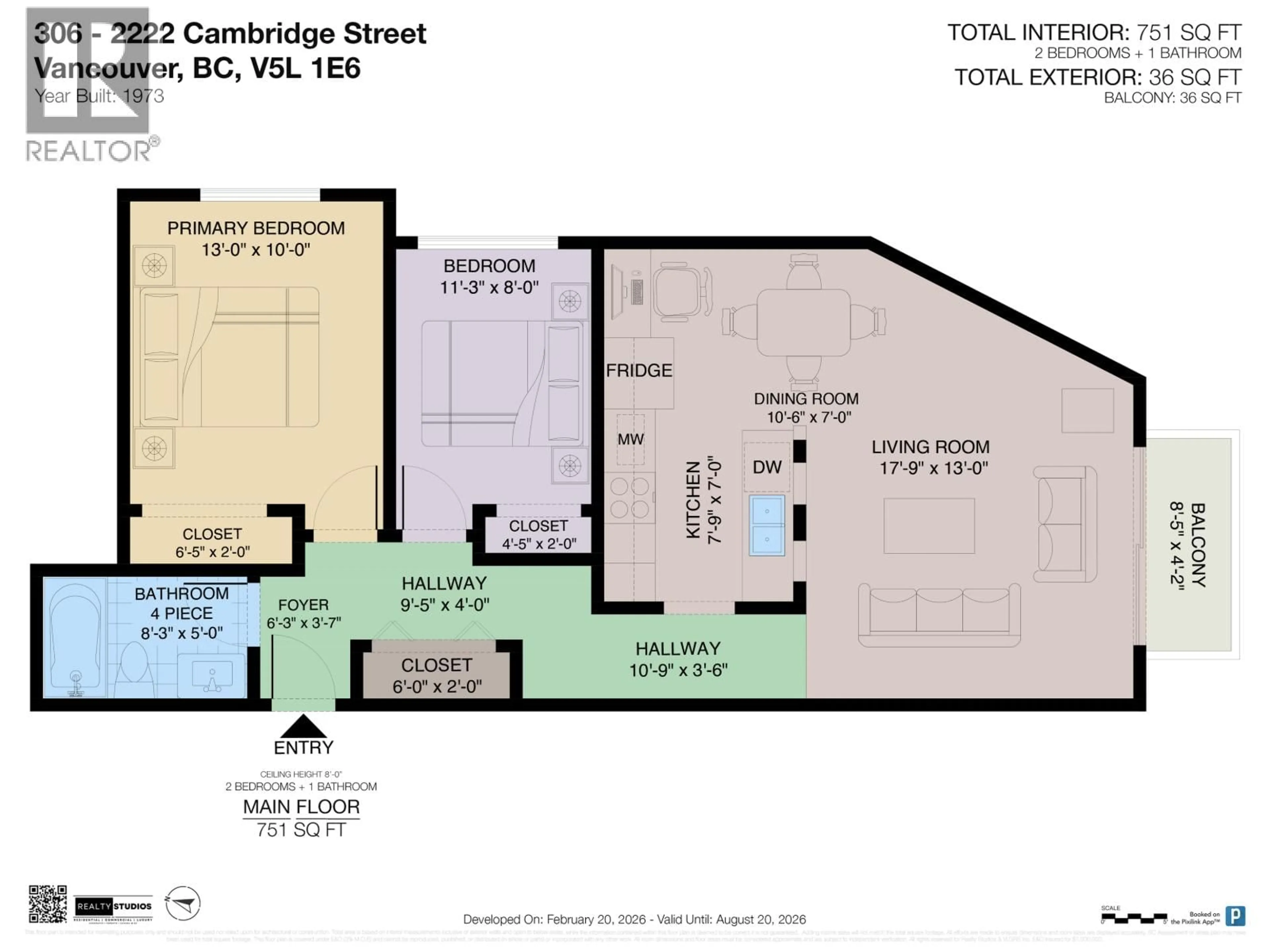 Floor plan for 306 - 2222 CAMBRIDGE STREET, Vancouver British Columbia V5L1E6