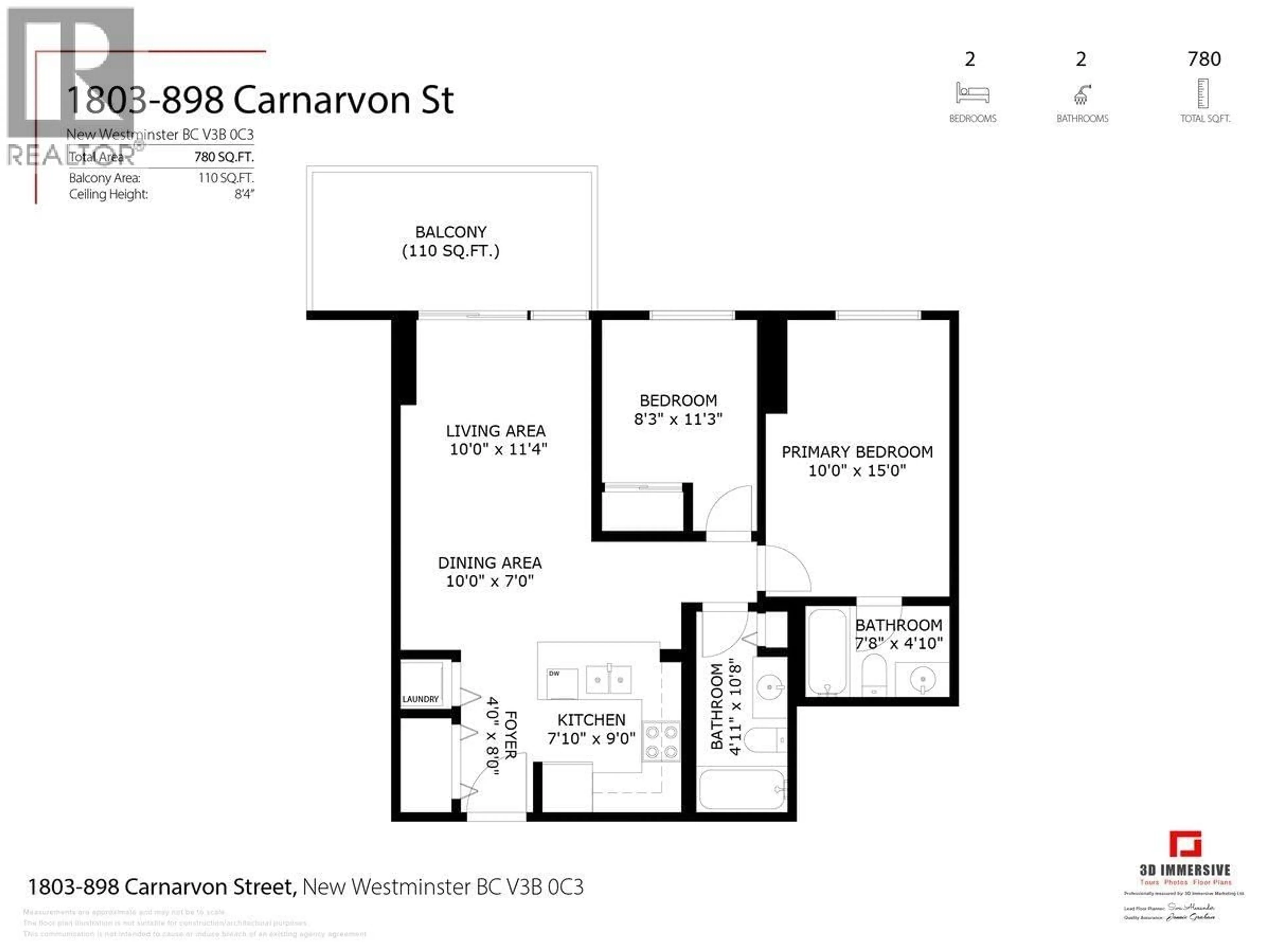 Floor plan for 1803 - 898 CARNARVON STREET, New Westminster British Columbia V3M0C3