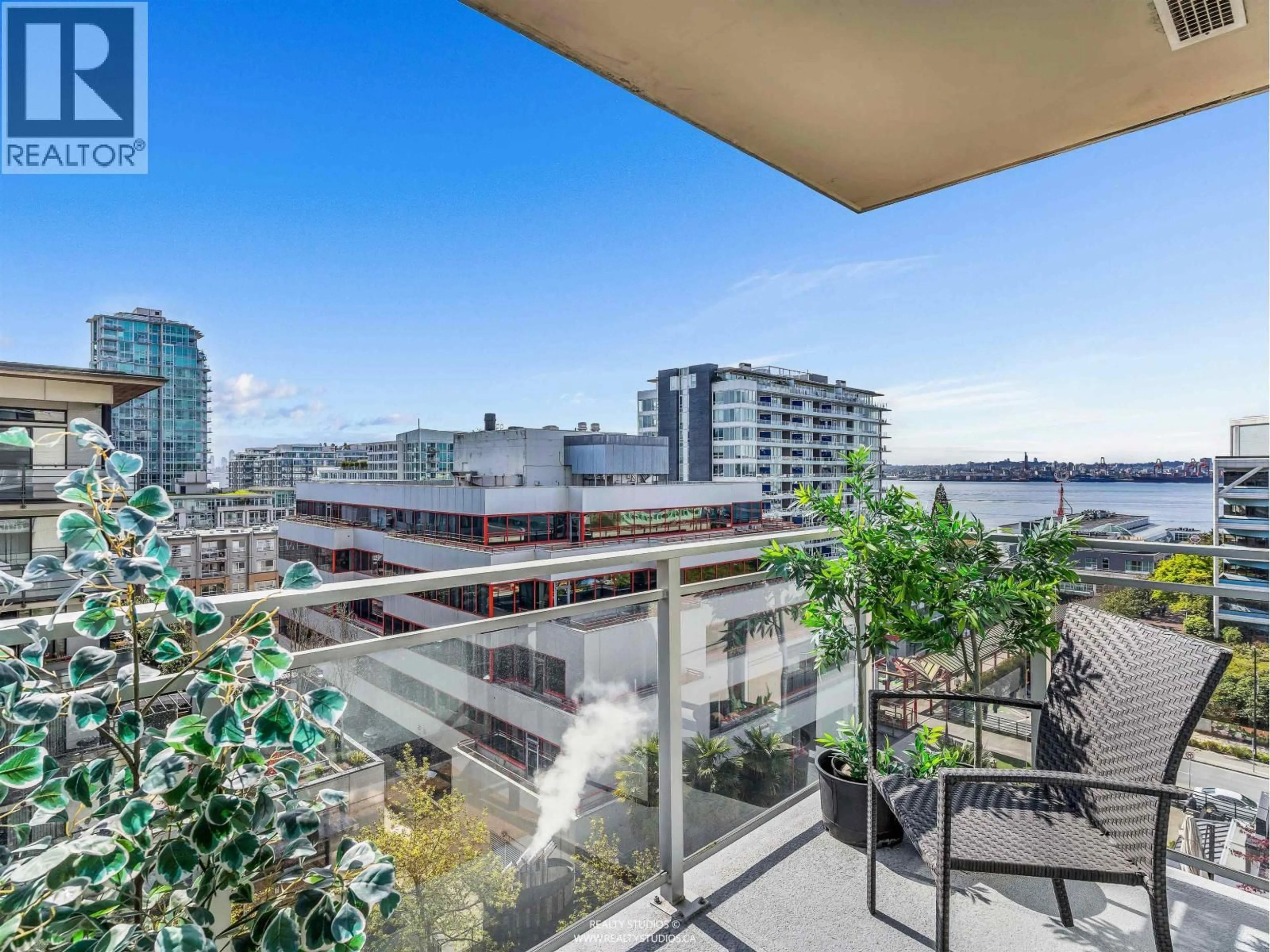 Balcony in the apartment, city buildings view from balcony for 701 - 155 1ST STREET, North Vancouver British Columbia V7M3N8