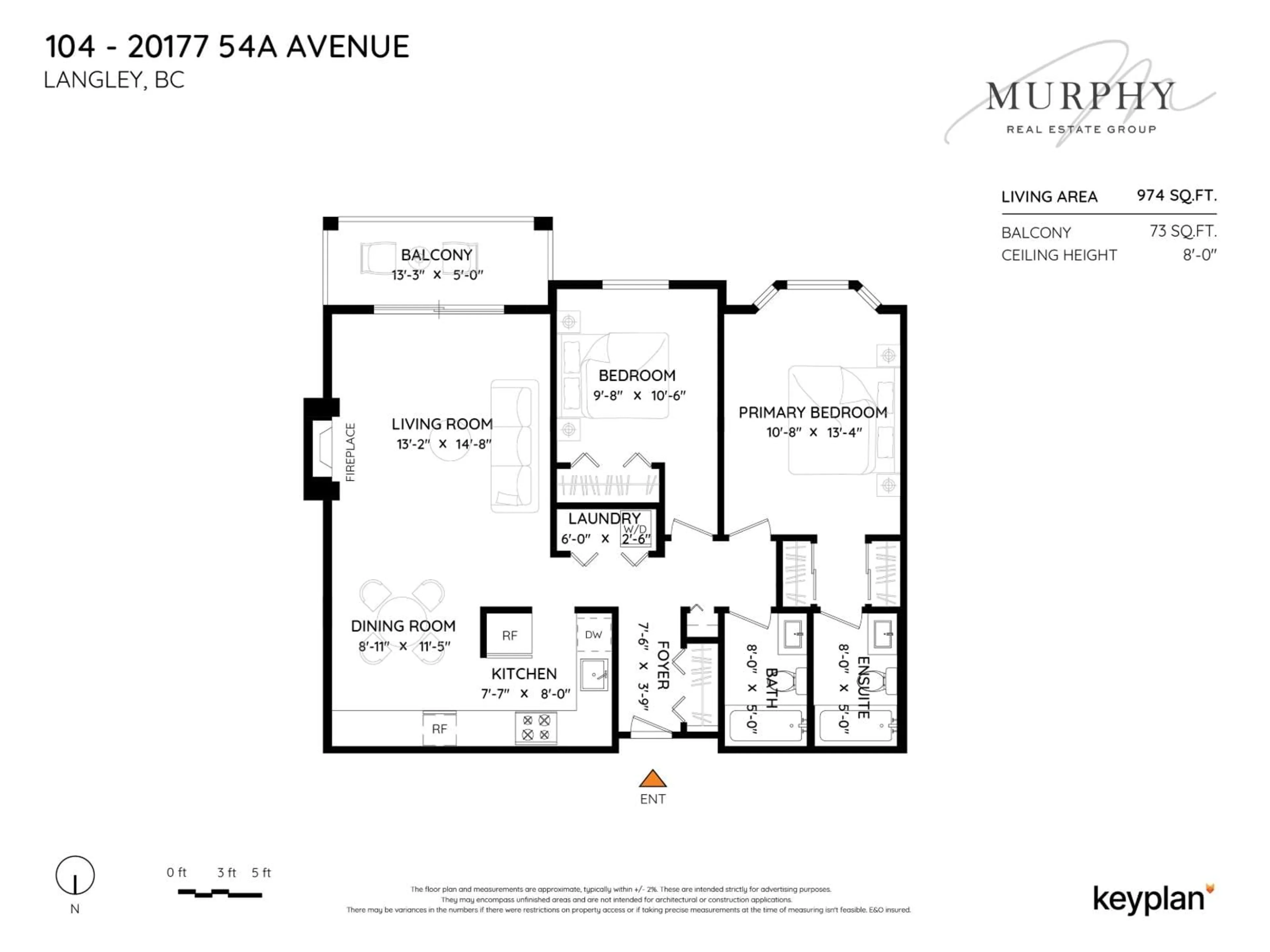 Floor plan for 104 - 20177 54A AVENUE, Langley British Columbia V3A3W6