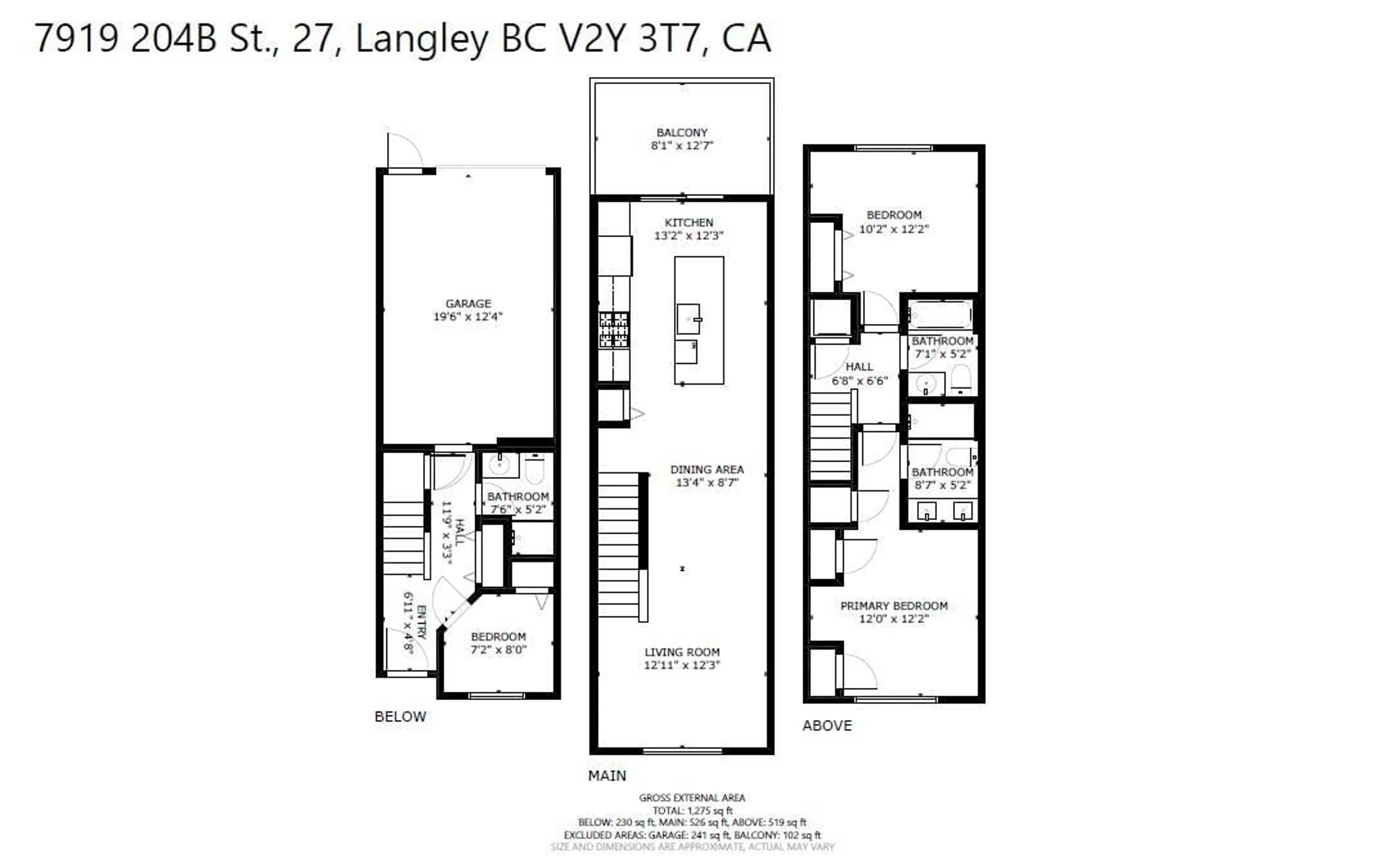 Floor plan for 27 - 7919 204B STREET, Langley British Columbia V2Y3T7