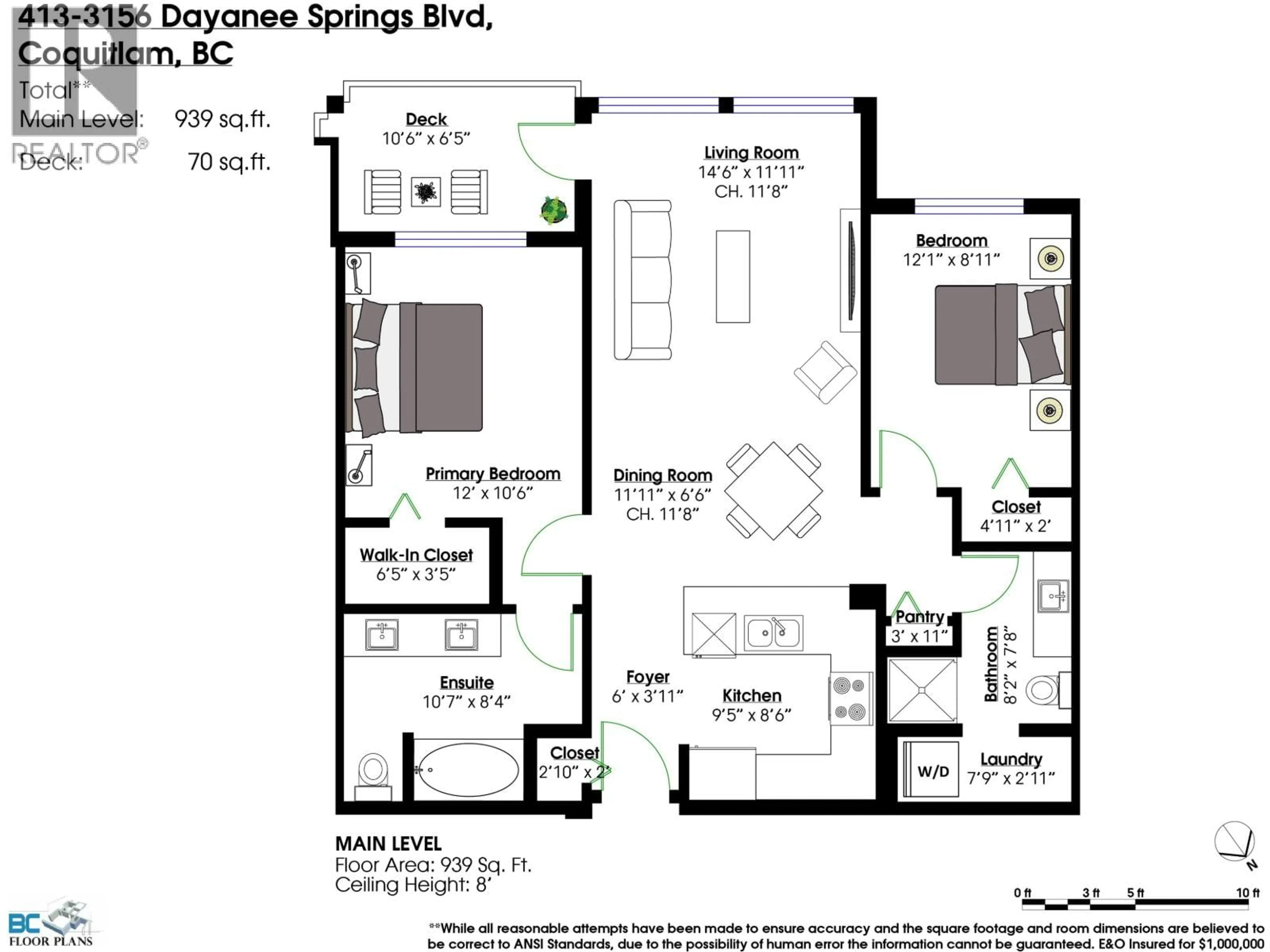 Floor plan for 413 - 3156 DAYANEE SPRINGS BOULEVARD, Coquitlam British Columbia V3E0B7