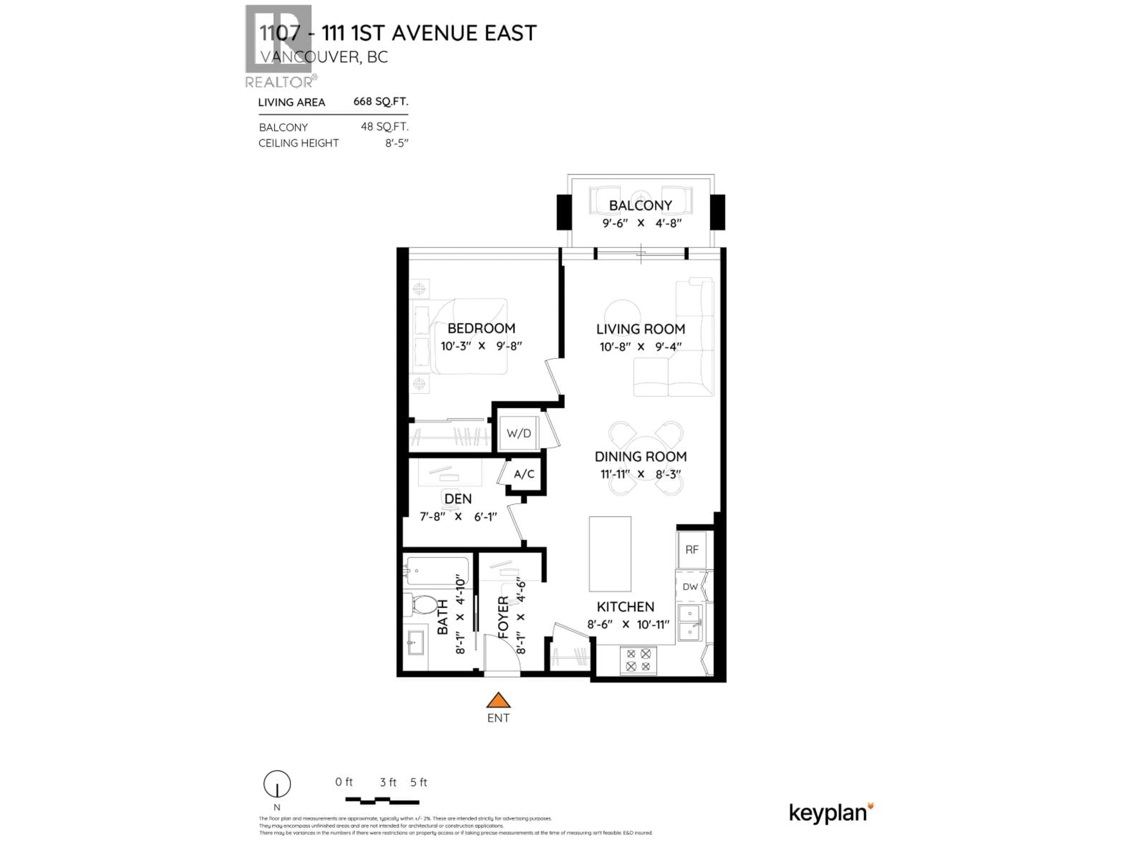 Floor plan for 1107 - 111 1ST AVENUE, Vancouver British Columbia V6A0E9