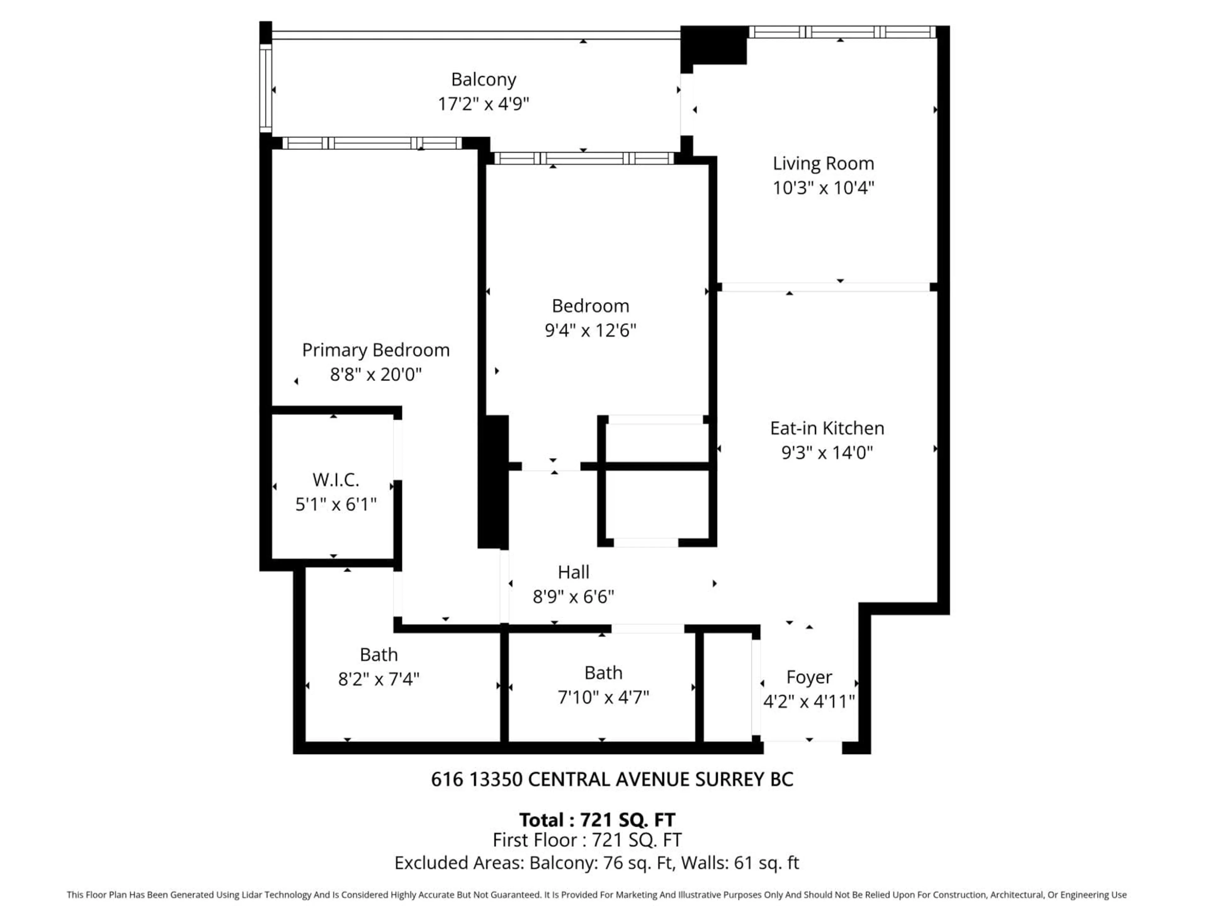 Floor plan for 616 - 13350 CENTRAL AVENUE, Surrey British Columbia V3T0S1