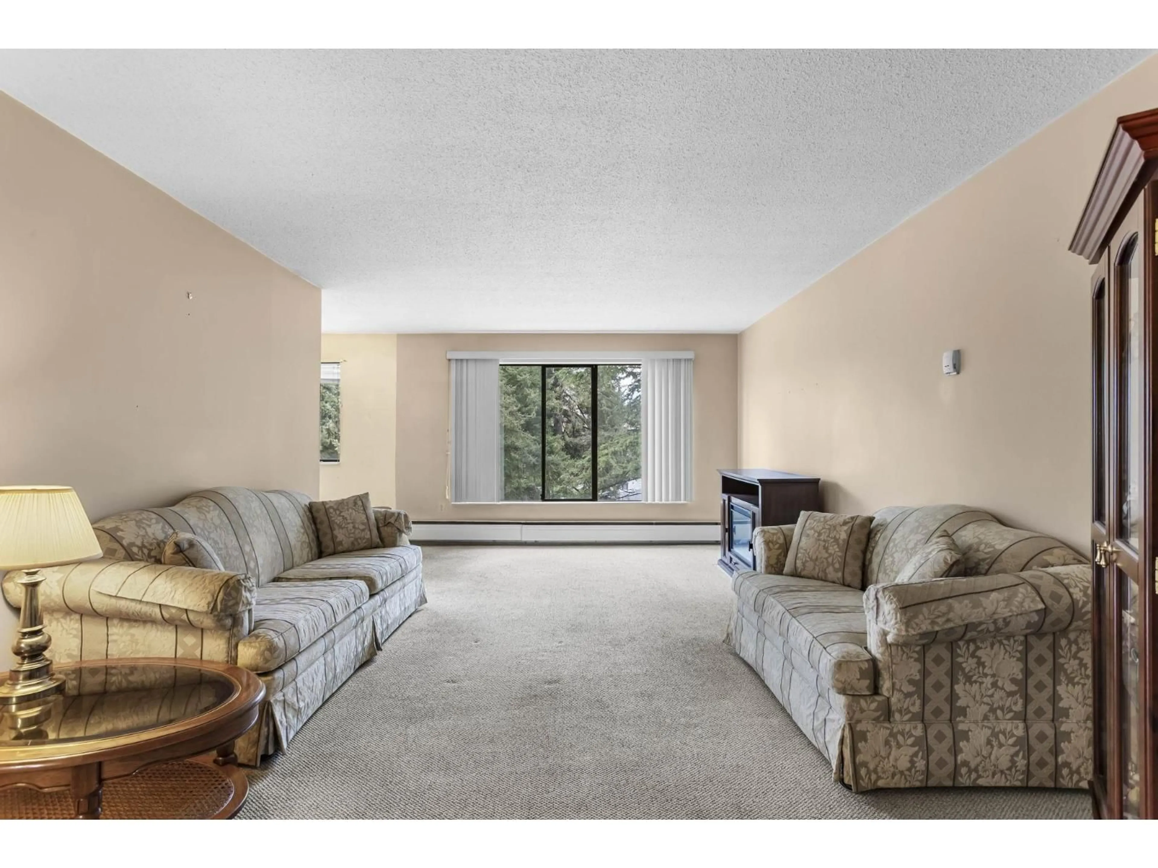 Living room with furniture, carpet floor for 311 - 32175 OLD YALE ROAD, Abbotsford British Columbia V2T2C8