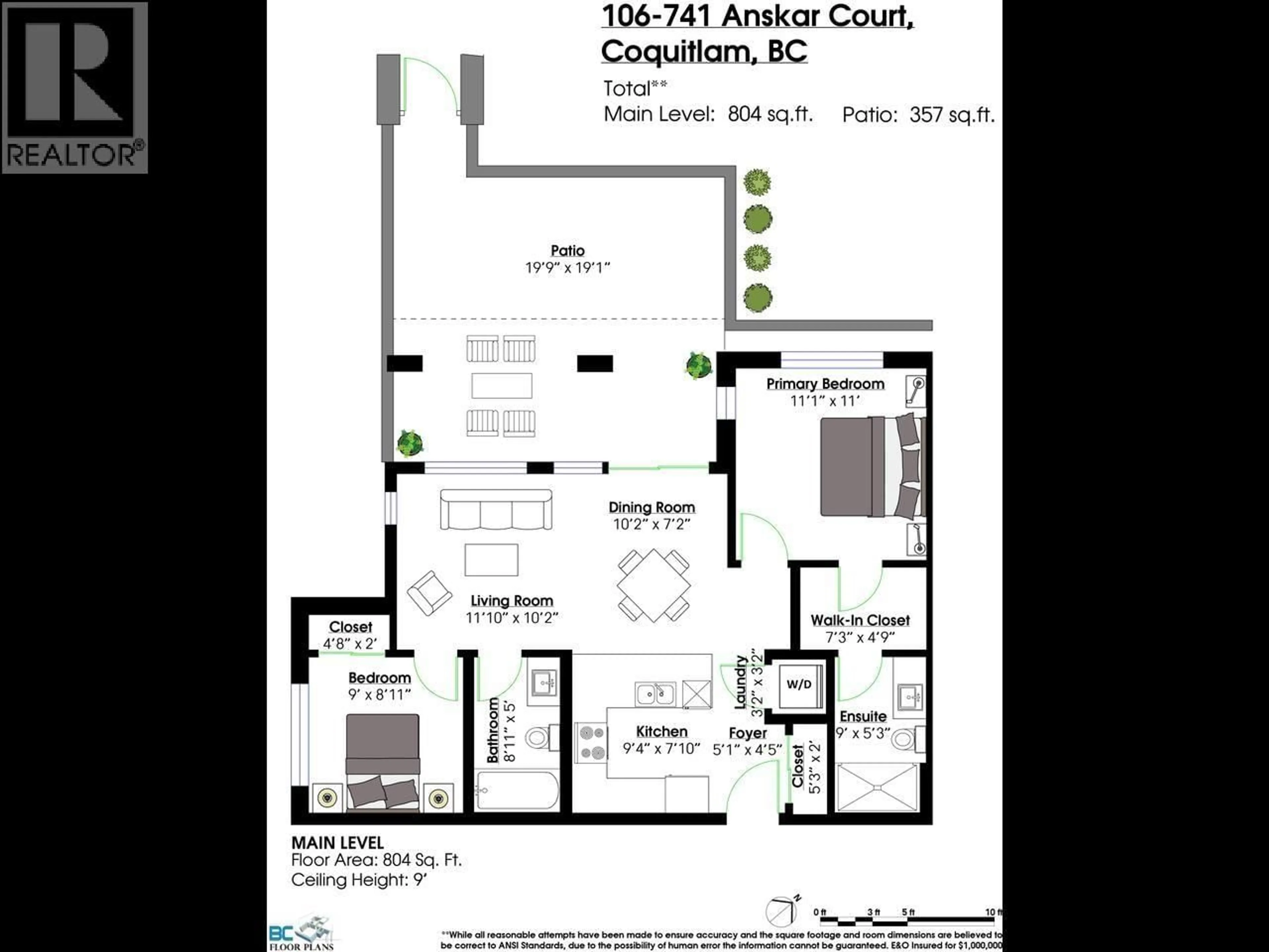 Floor plan for 106 - 741 ANSKAR COURT, Coquitlam British Columbia V3J0N3