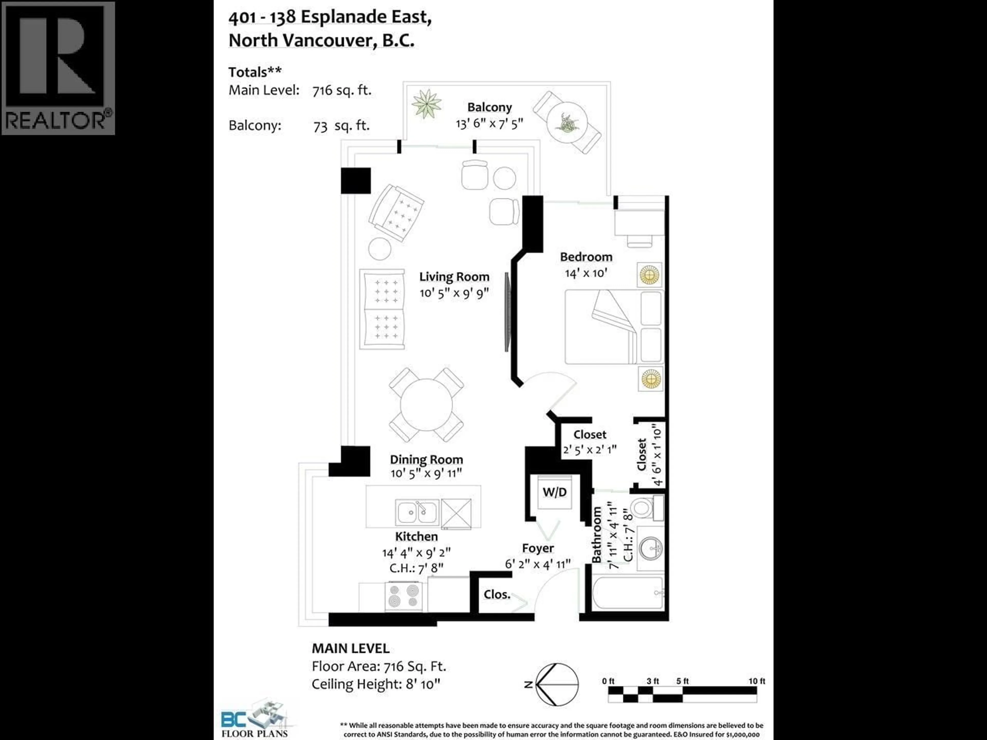 Floor plan for 401 - 138 ESPLANADE, North Vancouver British Columbia V7L4X9