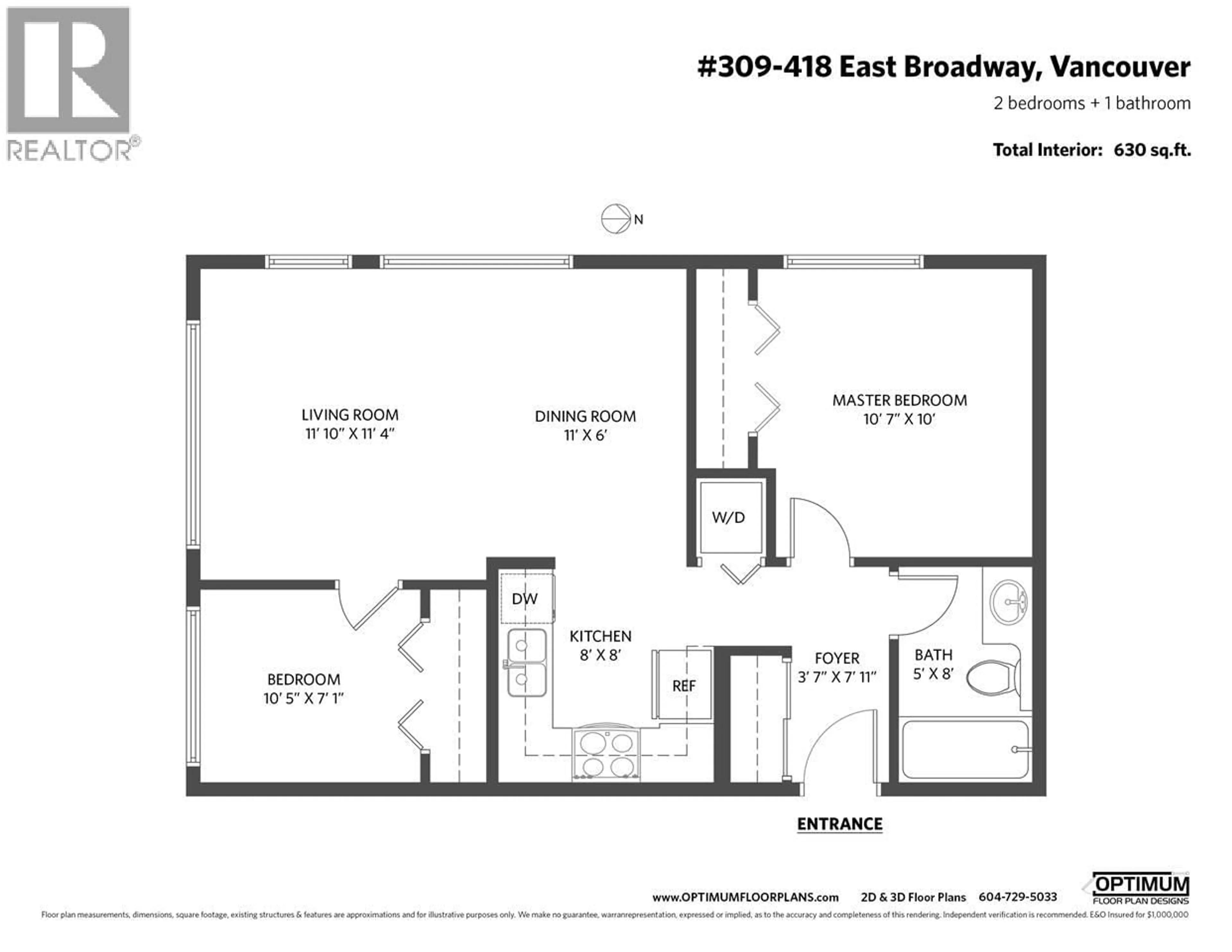 Floor plan for 309 - 418 BROADWAY, Vancouver British Columbia V5T1X2