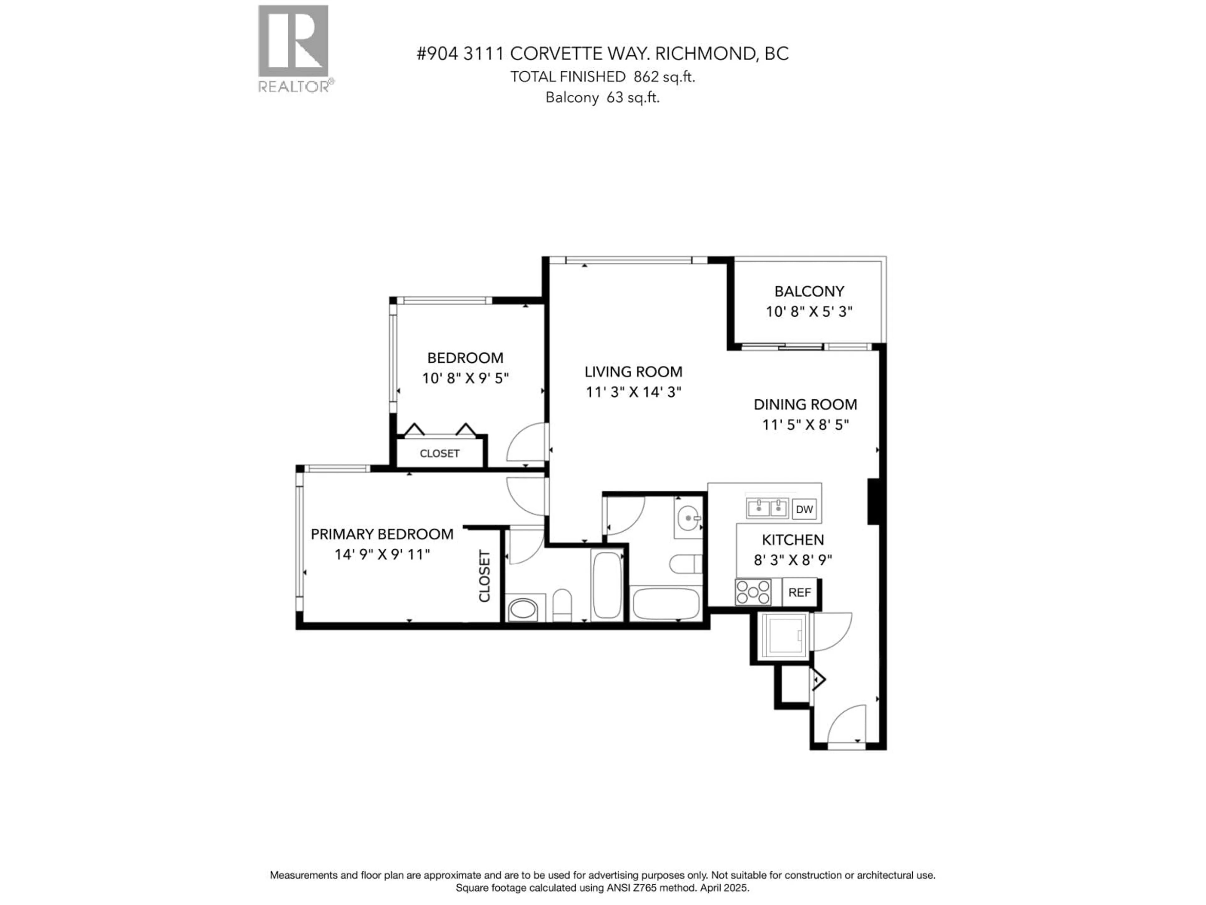 Floor plan for 904 - 3111 CORVETTE WAY, Richmond British Columbia V6X4K3