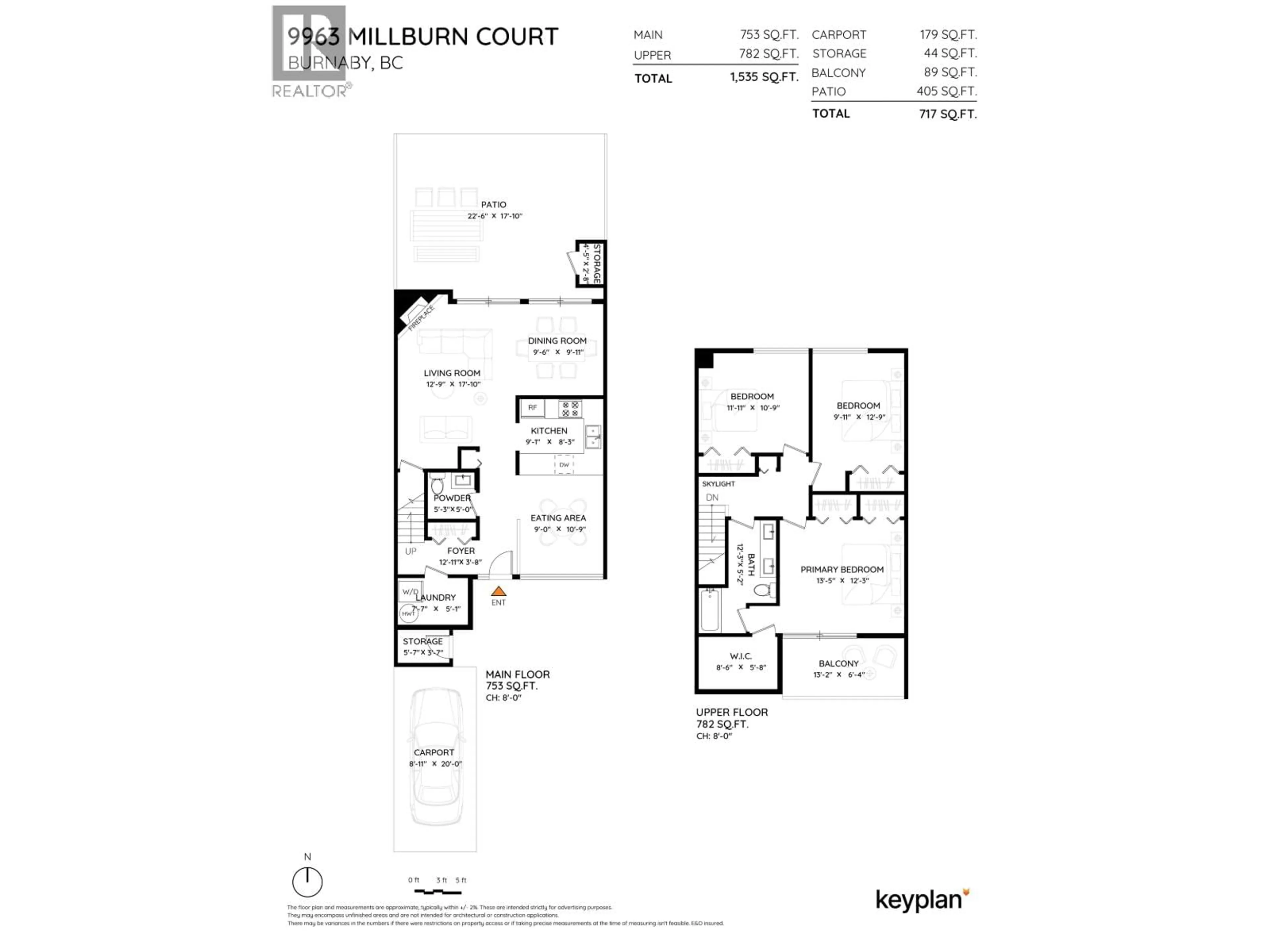 Floor plan for 9963 MILLBURN COURT, Burnaby British Columbia V3N4M8