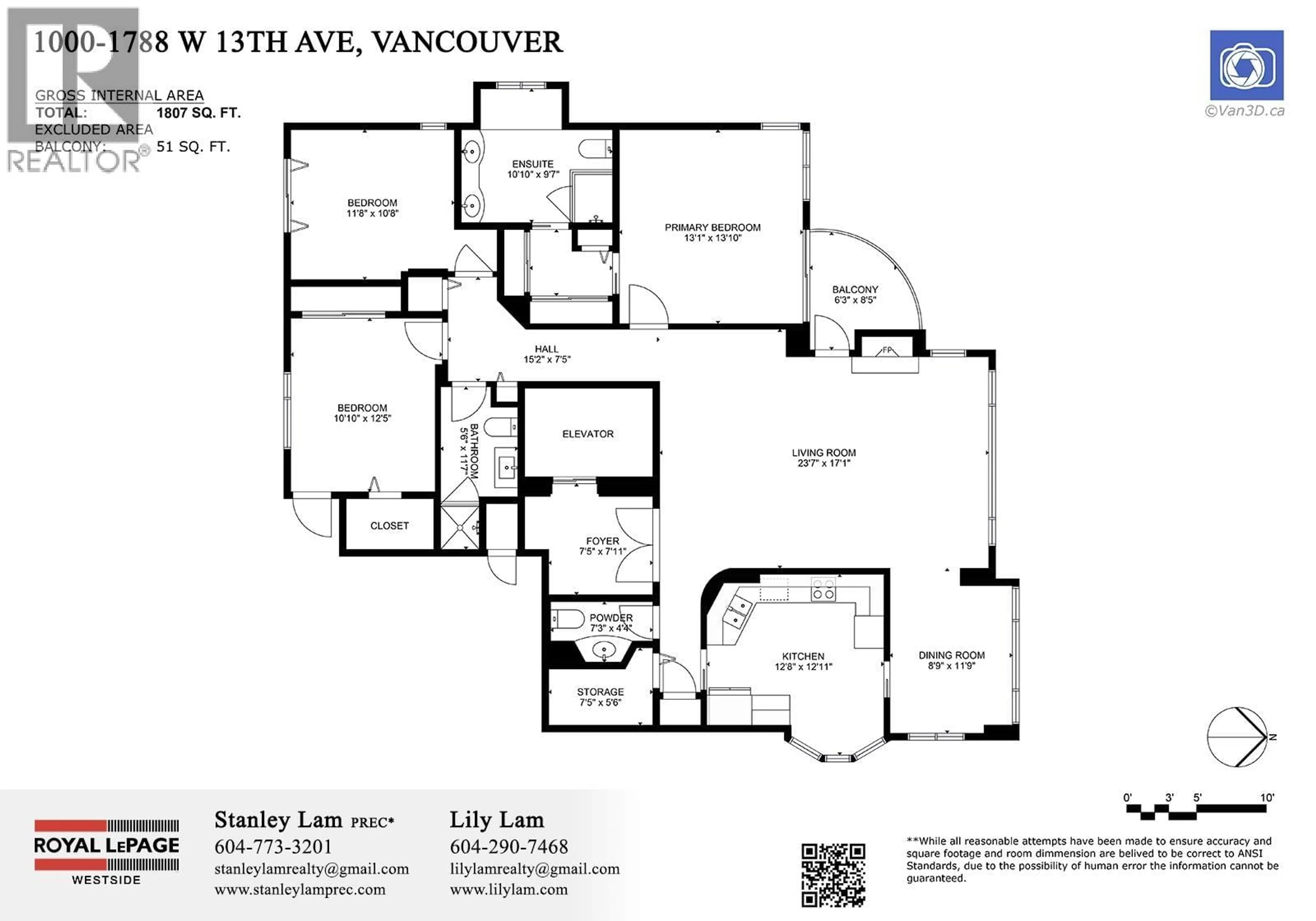 Floor plan for 1000 - 1788 13TH AVENUE, Vancouver British Columbia V6J2H1