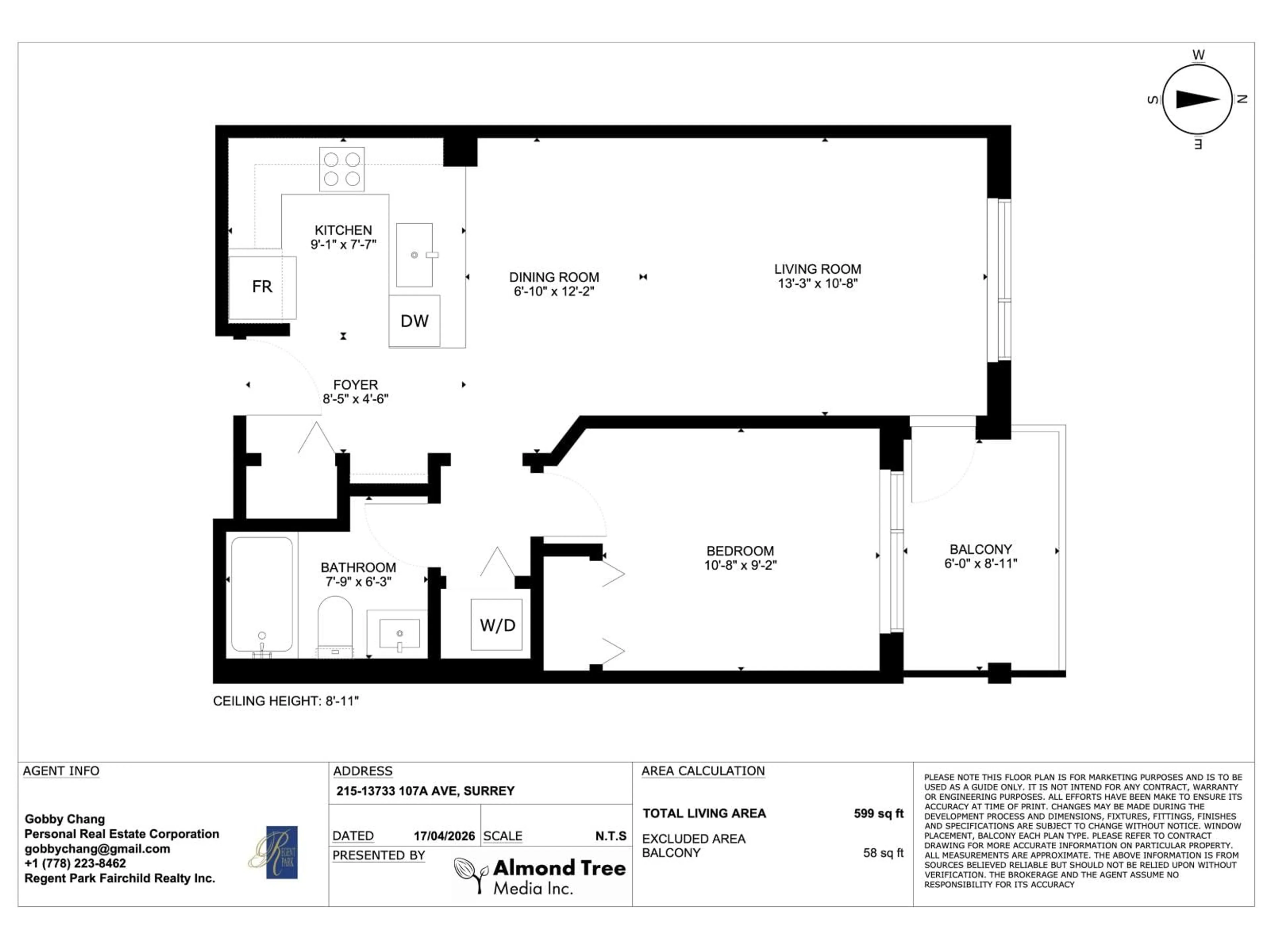 Floor plan for 215 - 13733 107A AVENUE, Surrey British Columbia V3T0B7