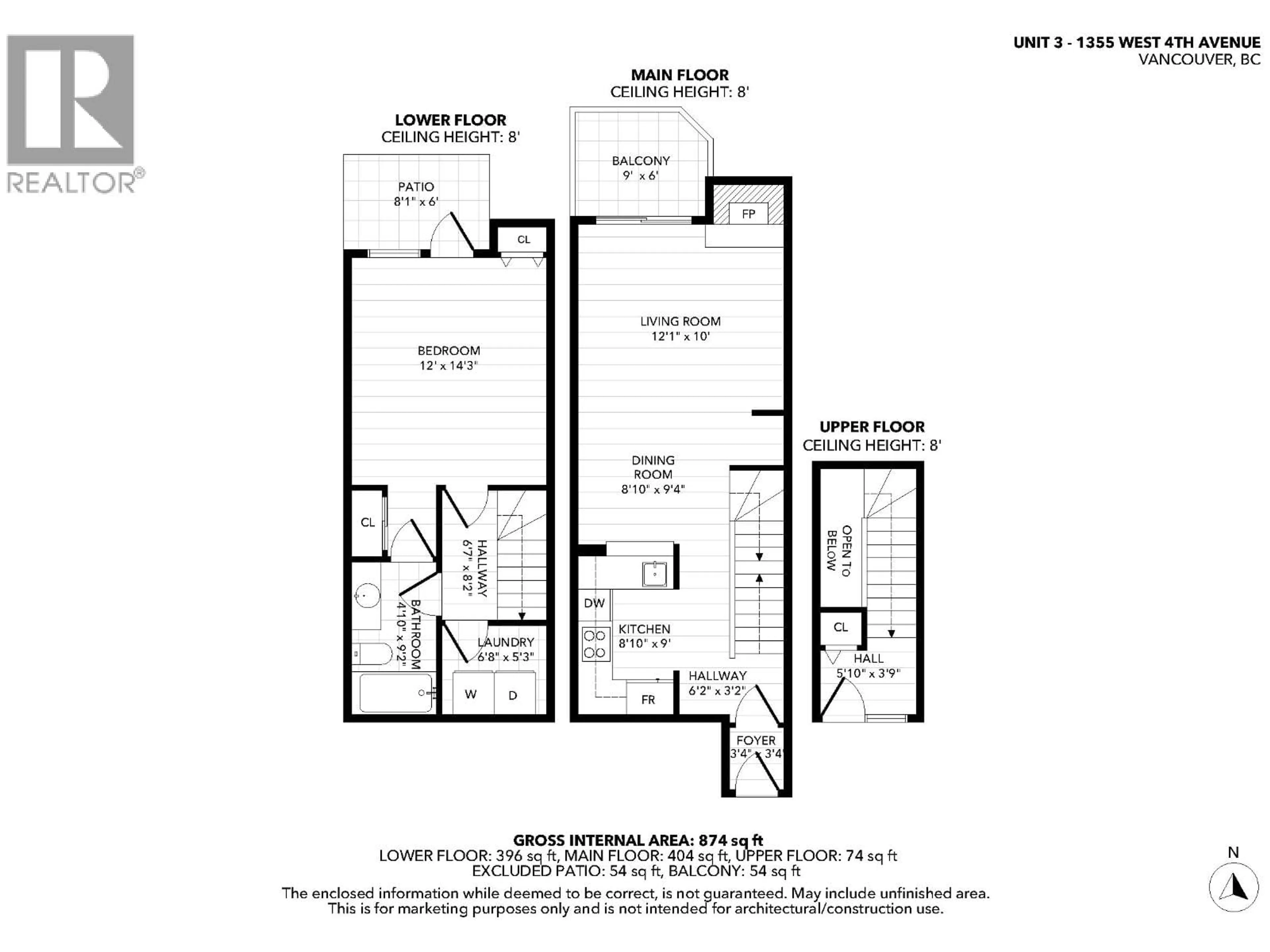 Floor plan for 3 - 1355 4TH AVENUE, Vancouver British Columbia V6H3Y8