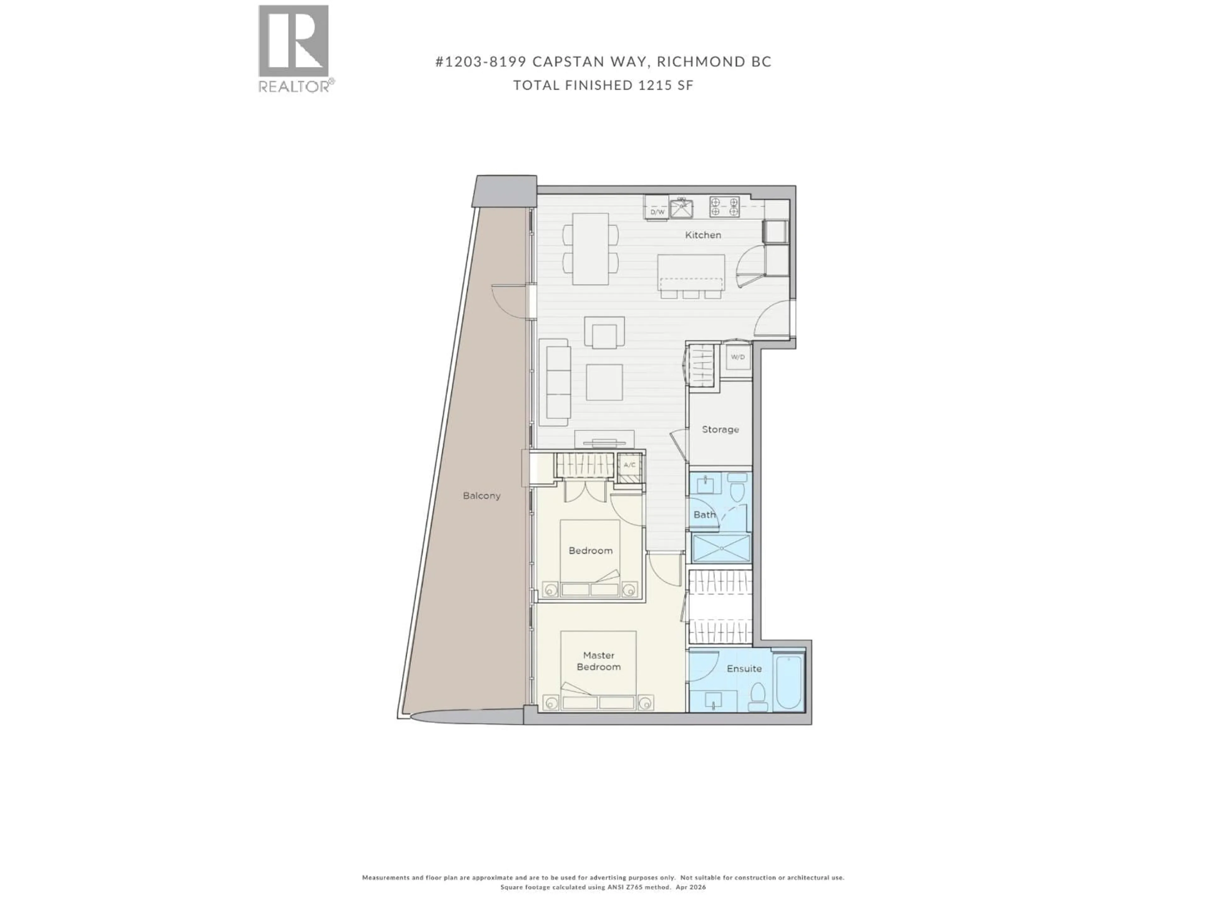 Floor plan for 1203 - 8199 CAPSTAN WAY, Richmond British Columbia V6X0V1