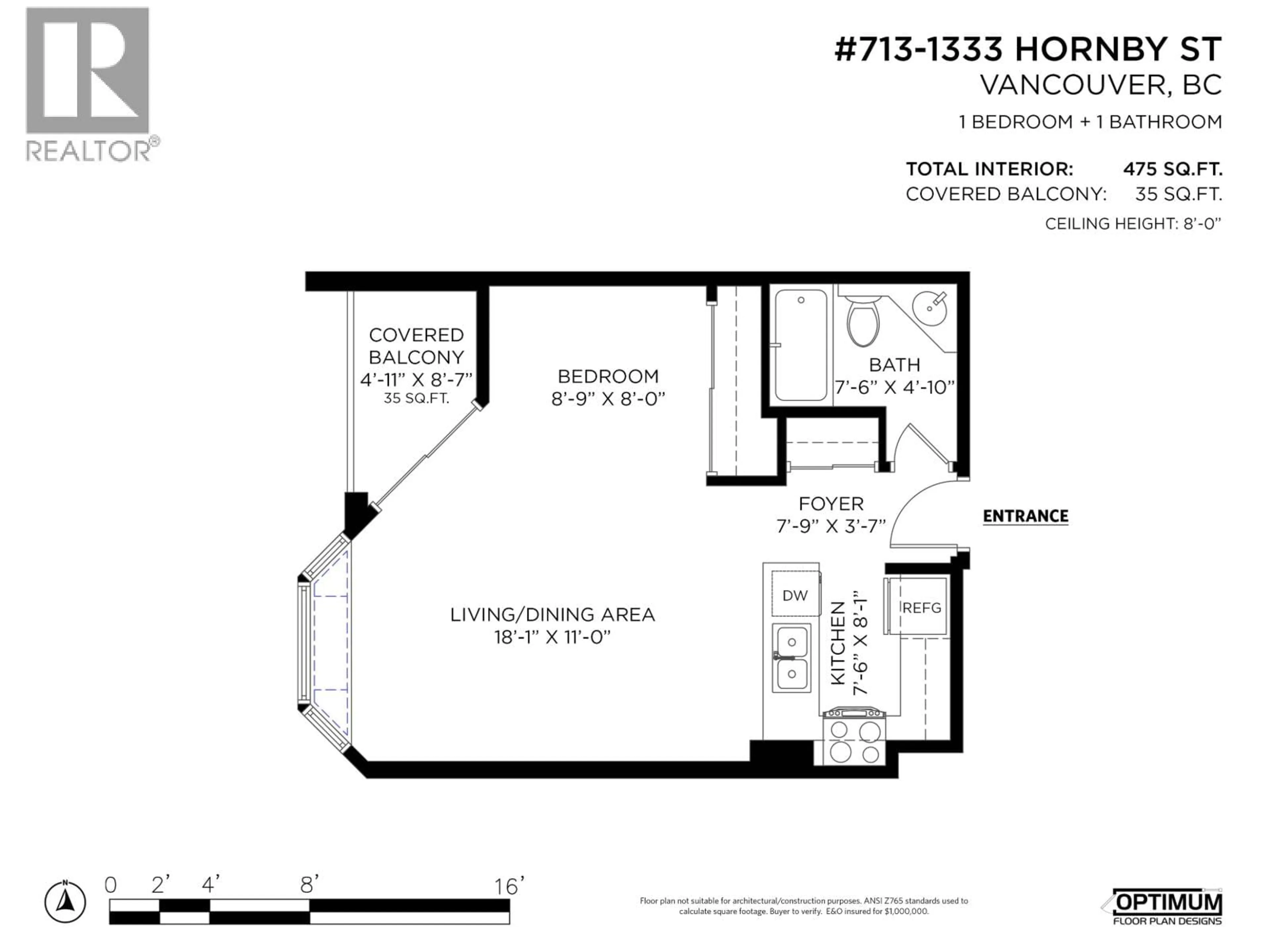 Floor plan for 713 - 1333 HORNBY STREET, Vancouver British Columbia V6Z2C1