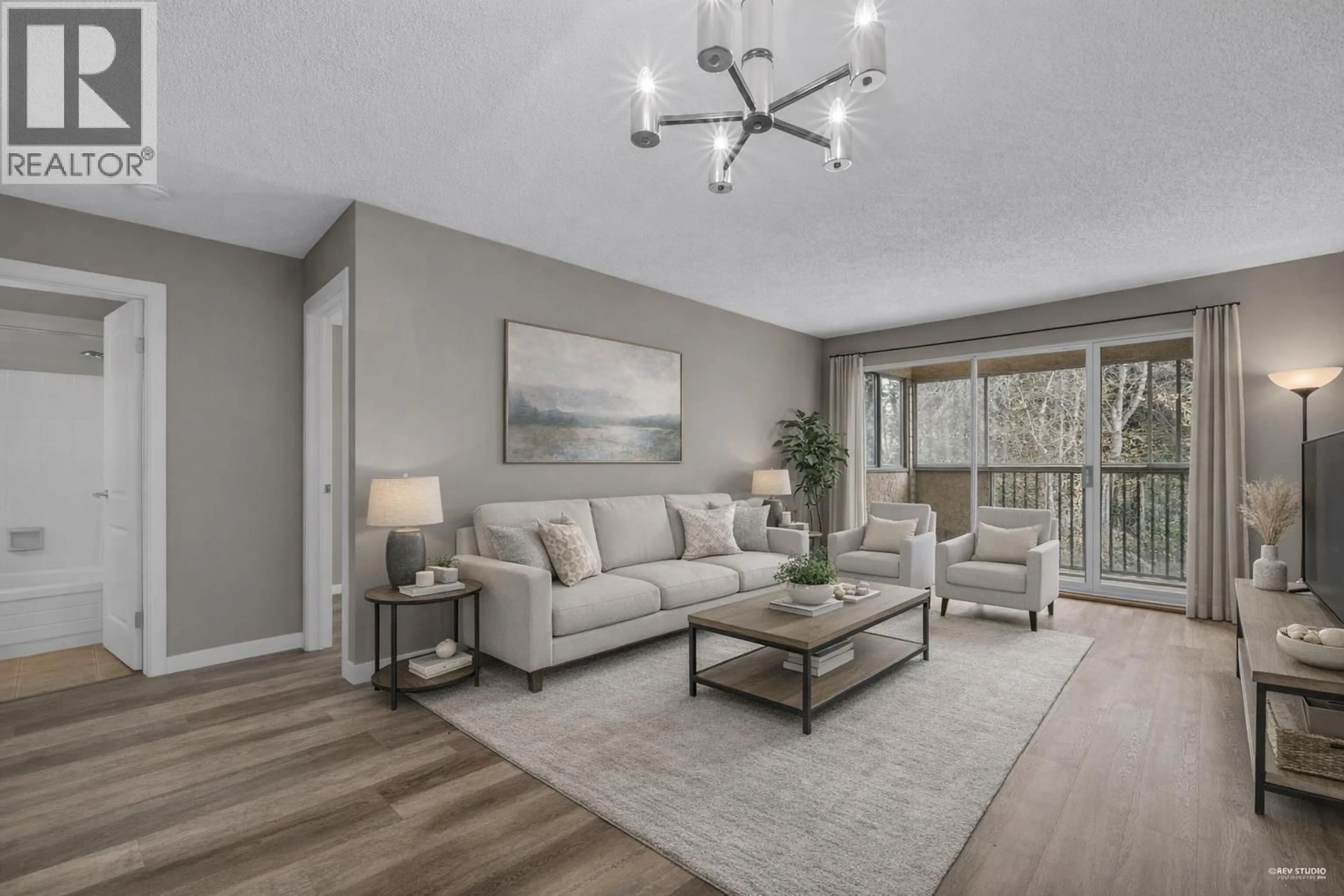 Living room with furniture, wood/laminate floor for 307 - 8291 PARK ROAD, Richmond British Columbia V6Y1T3