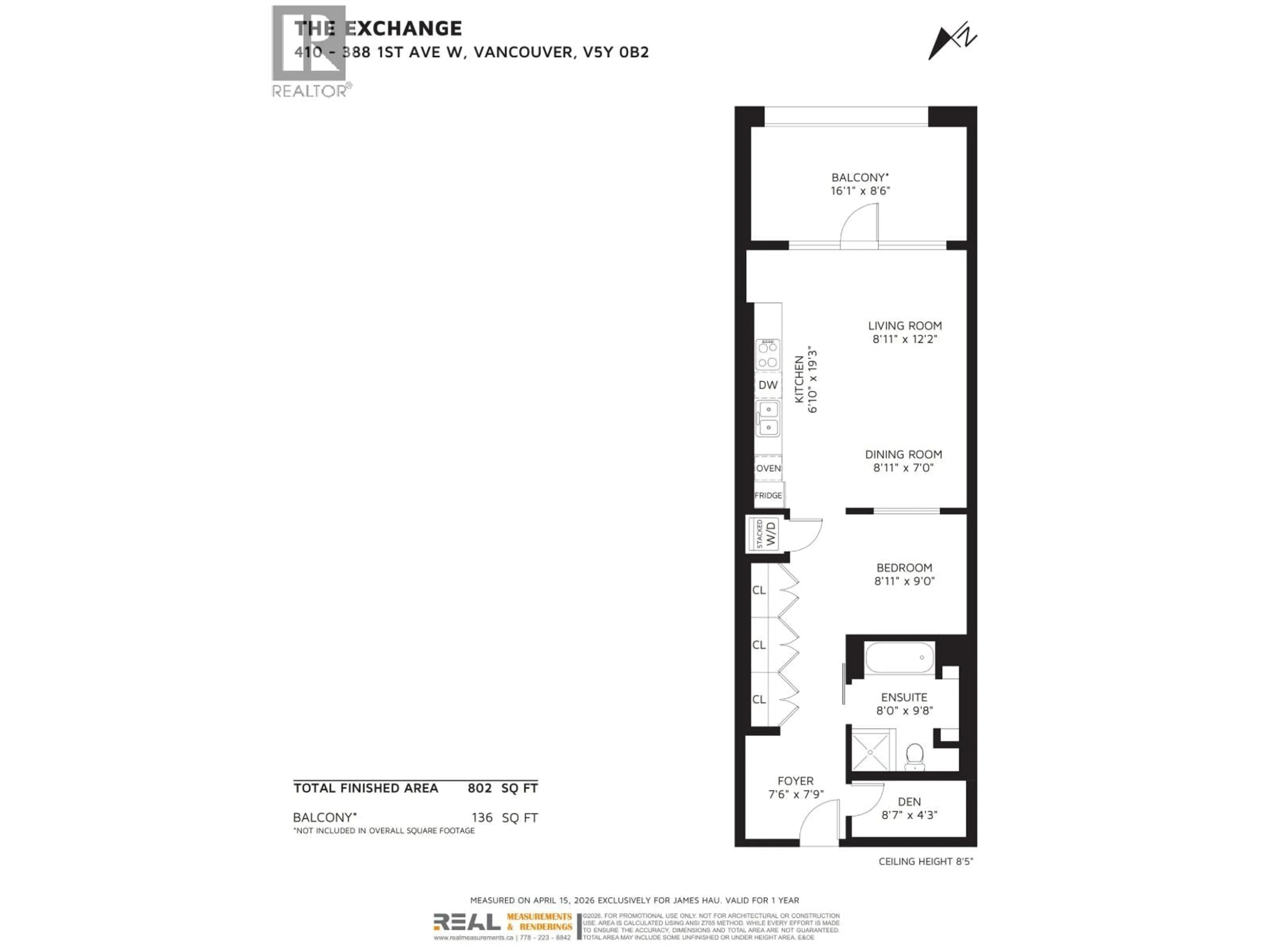 Floor plan for 410 - 388 1ST AVENUE, Vancouver British Columbia V5Y0B2