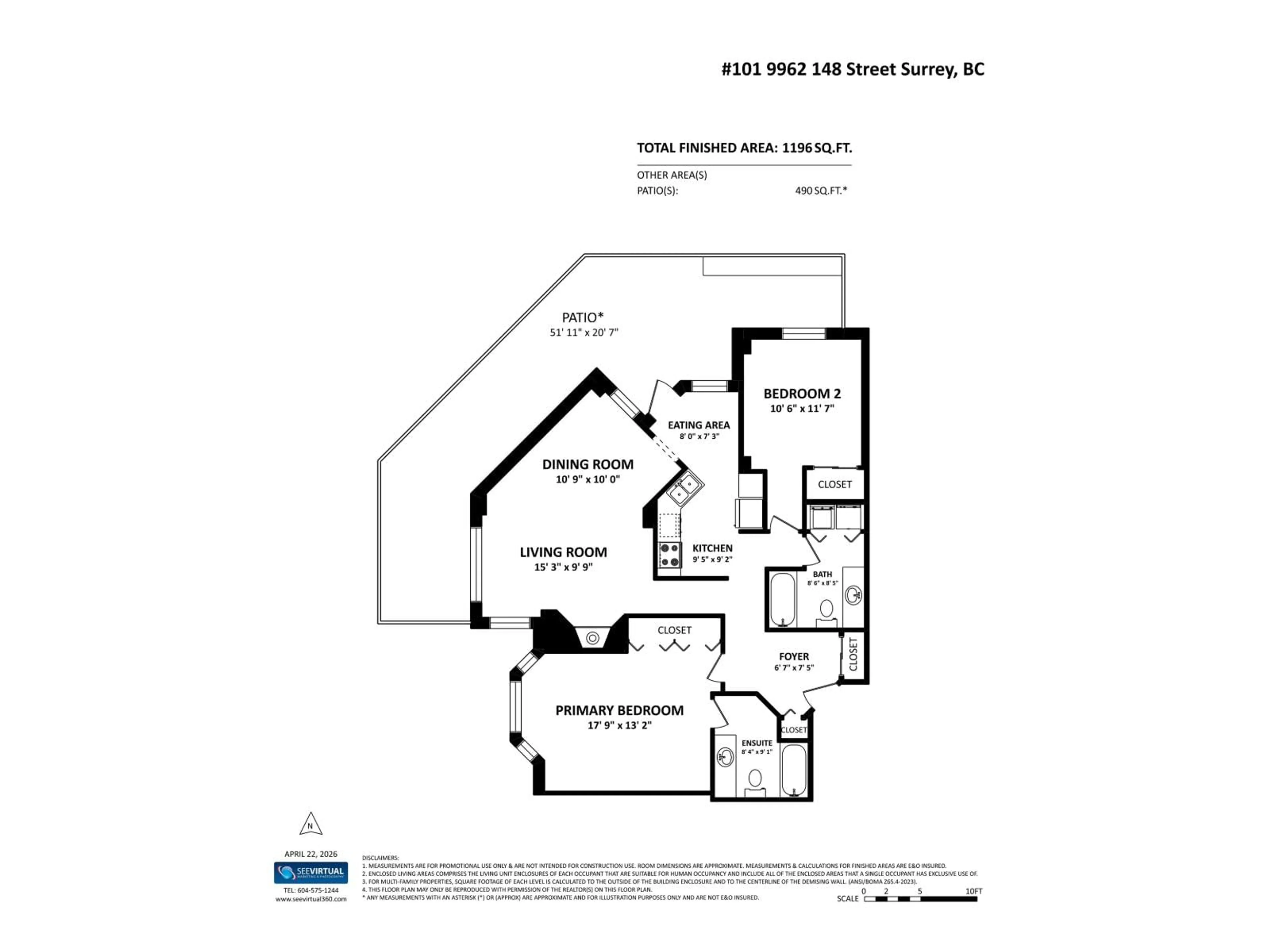 Floor plan for 101 - 9962 148 STREET, Surrey British Columbia V3R0P9