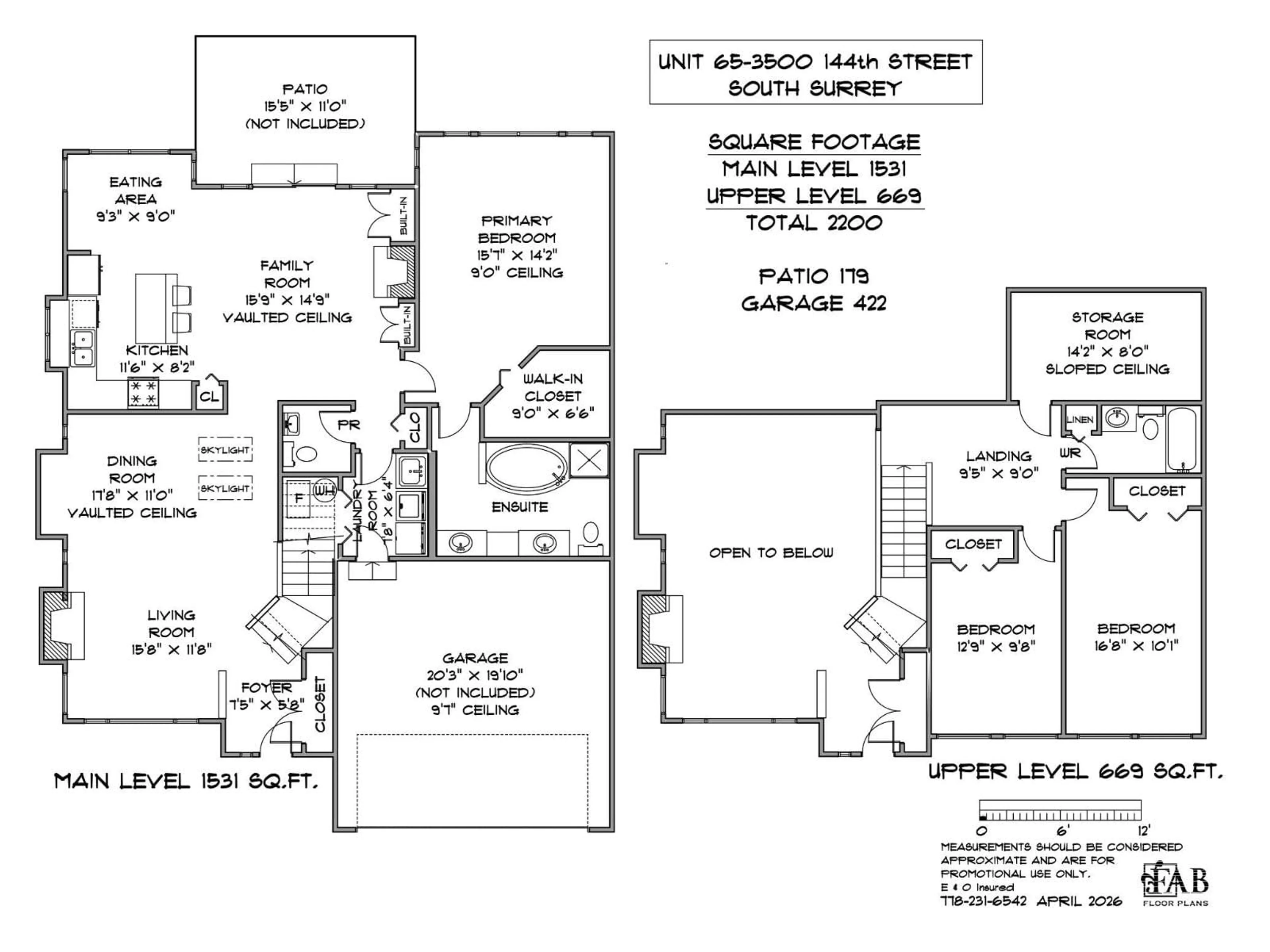 Floor plan for 65 - 3500 144 STREET, Surrey British Columbia V4P3J6