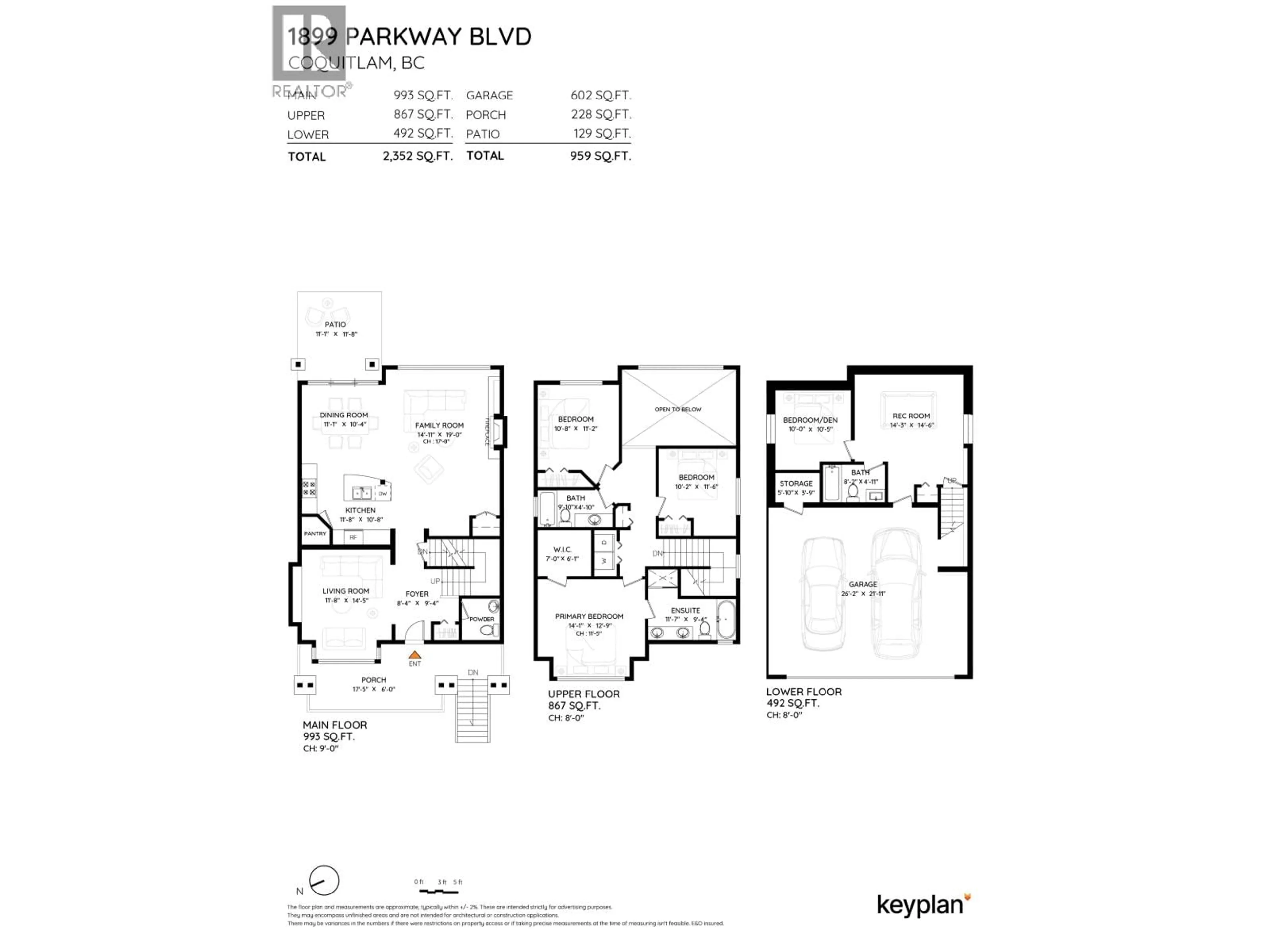 Floor plan for 1899 PARKWAY BOULEVARD, Coquitlam British Columbia V3E3L5