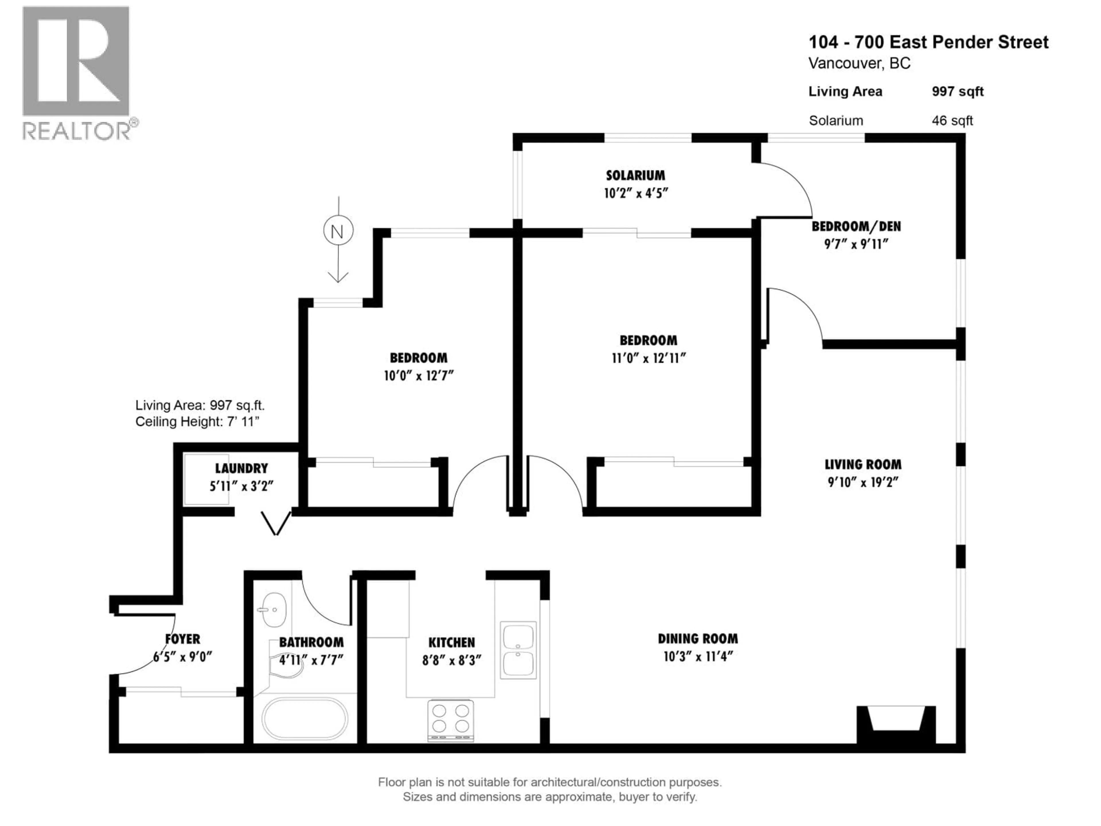 Floor plan for 104 - 700 PENDER STREET, Vancouver British Columbia V6A1V7