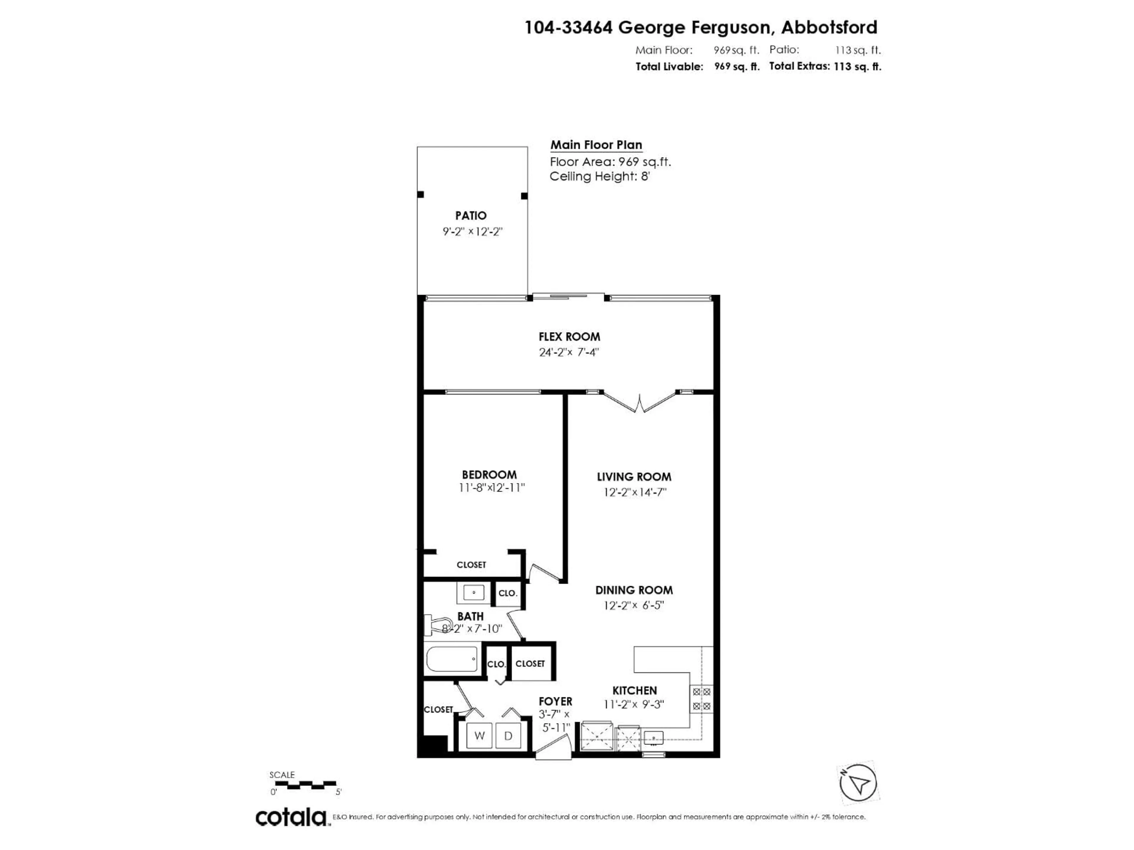 Floor plan for 104 - 33464 GEORGE FERGUSON WAY, Abbotsford British Columbia V2S2L8