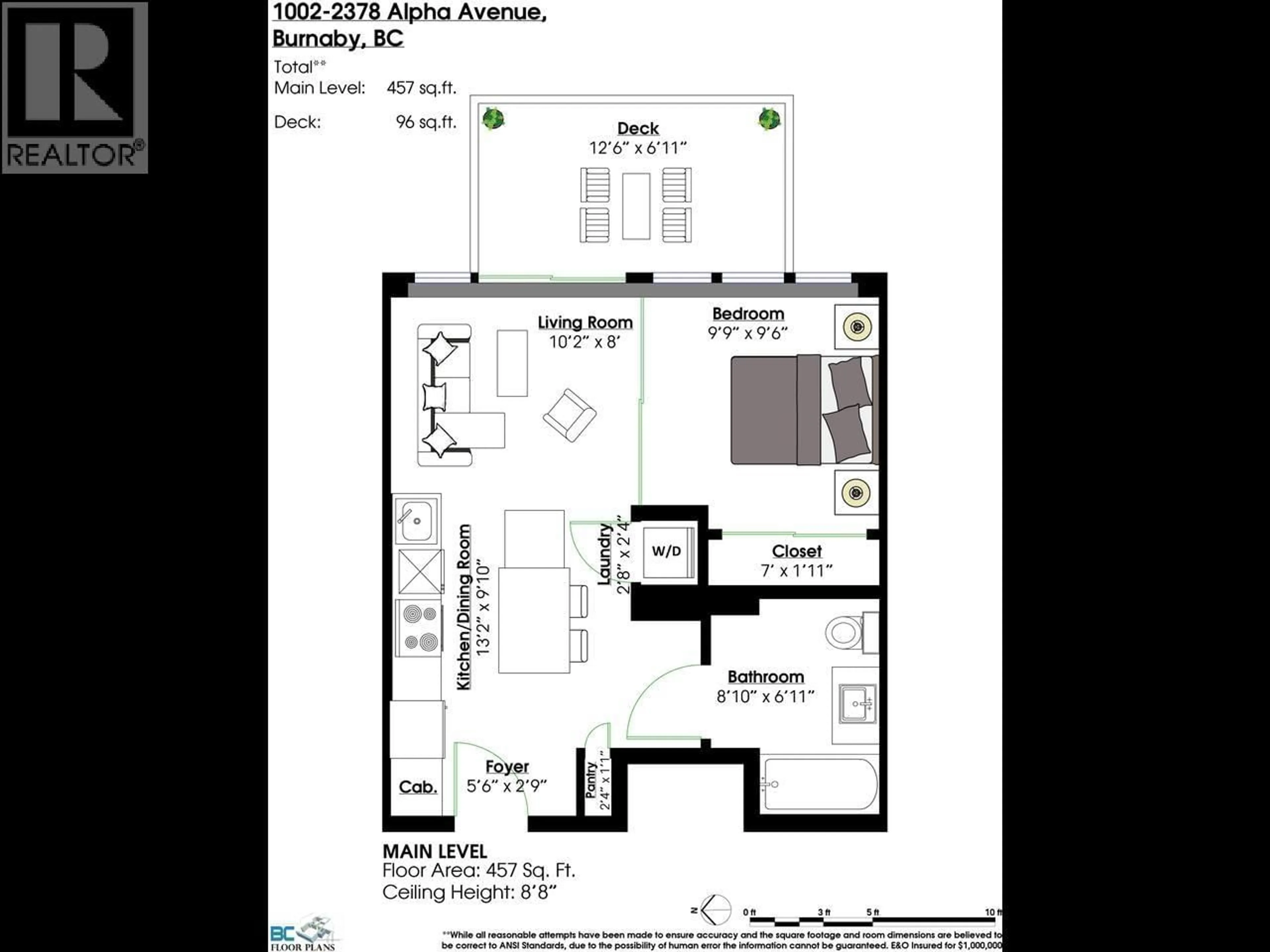 Floor plan for 1002 - 2378 ALPHA AVENUE, Burnaby British Columbia V5C0K2