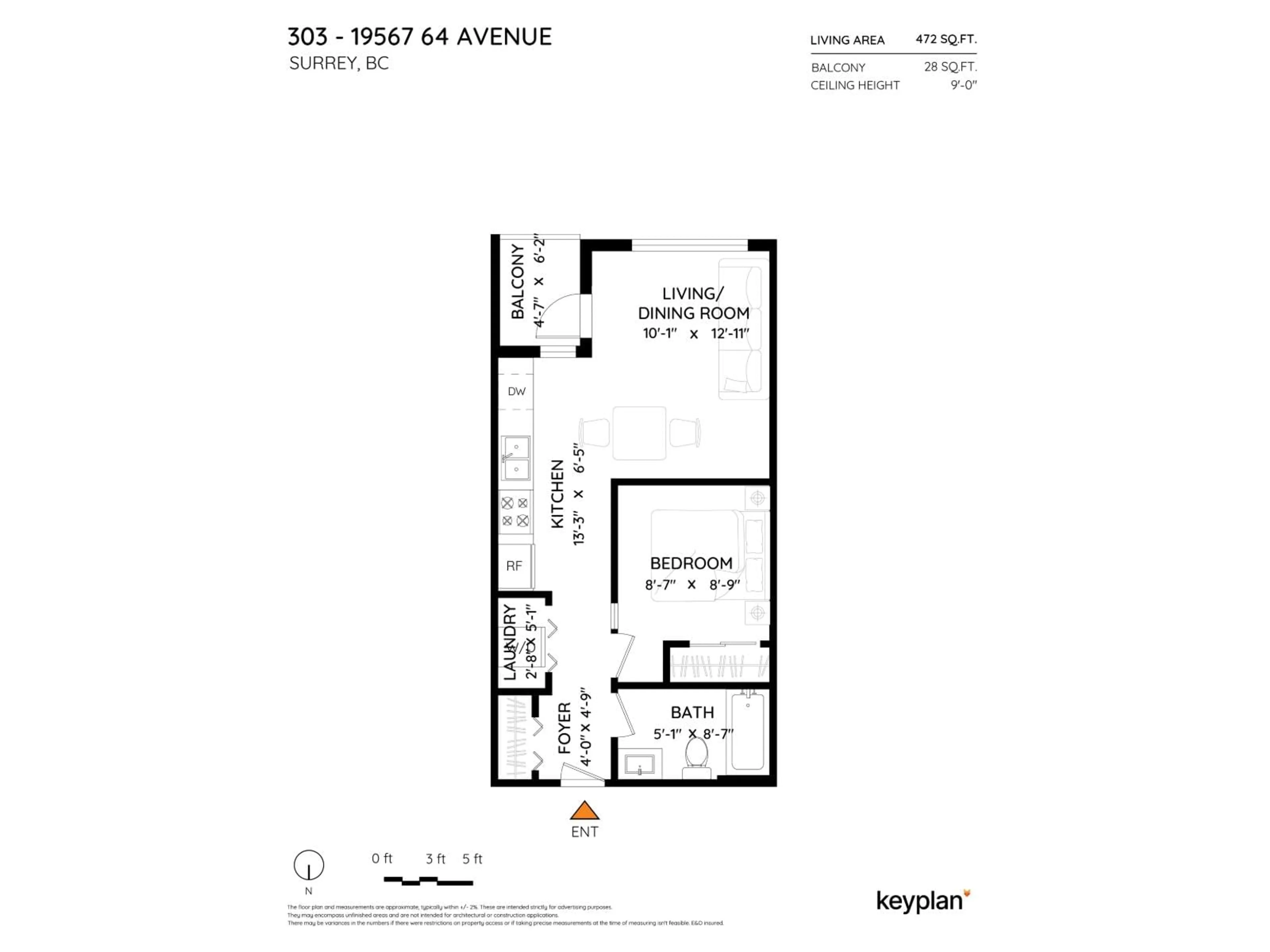 Floor plan for 303 - 19567 64 AVENUE, Surrey British Columbia V3S7H8