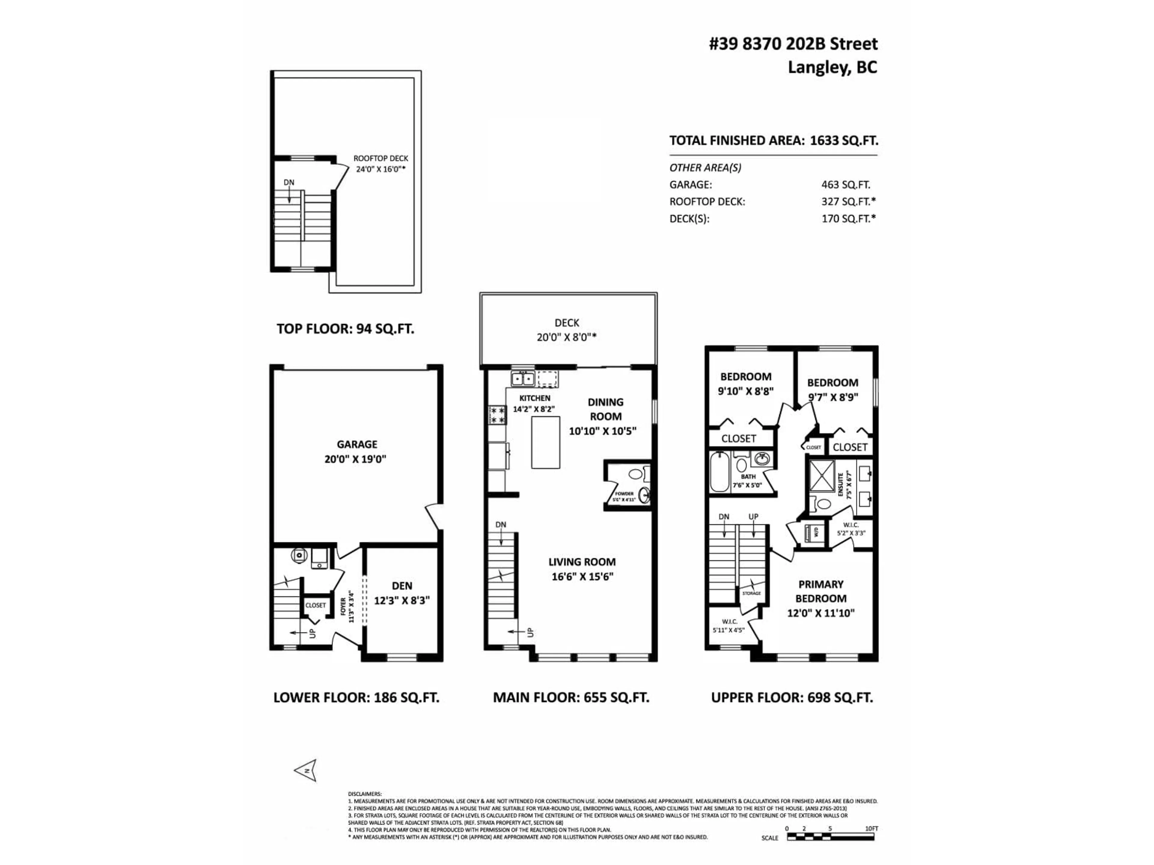 Floor plan for 39 - 8370 202B STREET, Langley British Columbia V2Y4K8