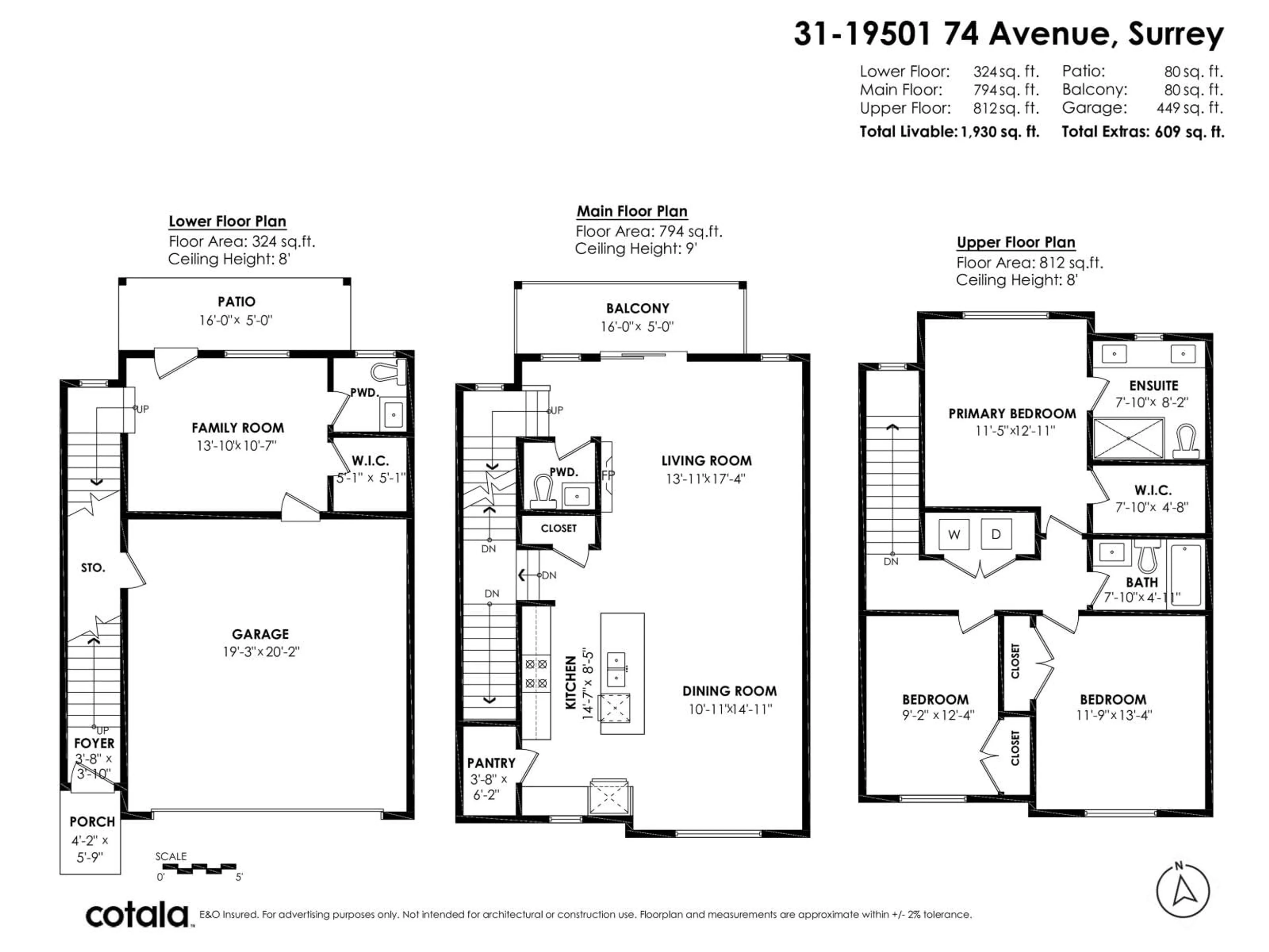 Floor plan for 31 - 19501 74 AVENUE, Surrey British Columbia V4N6V7