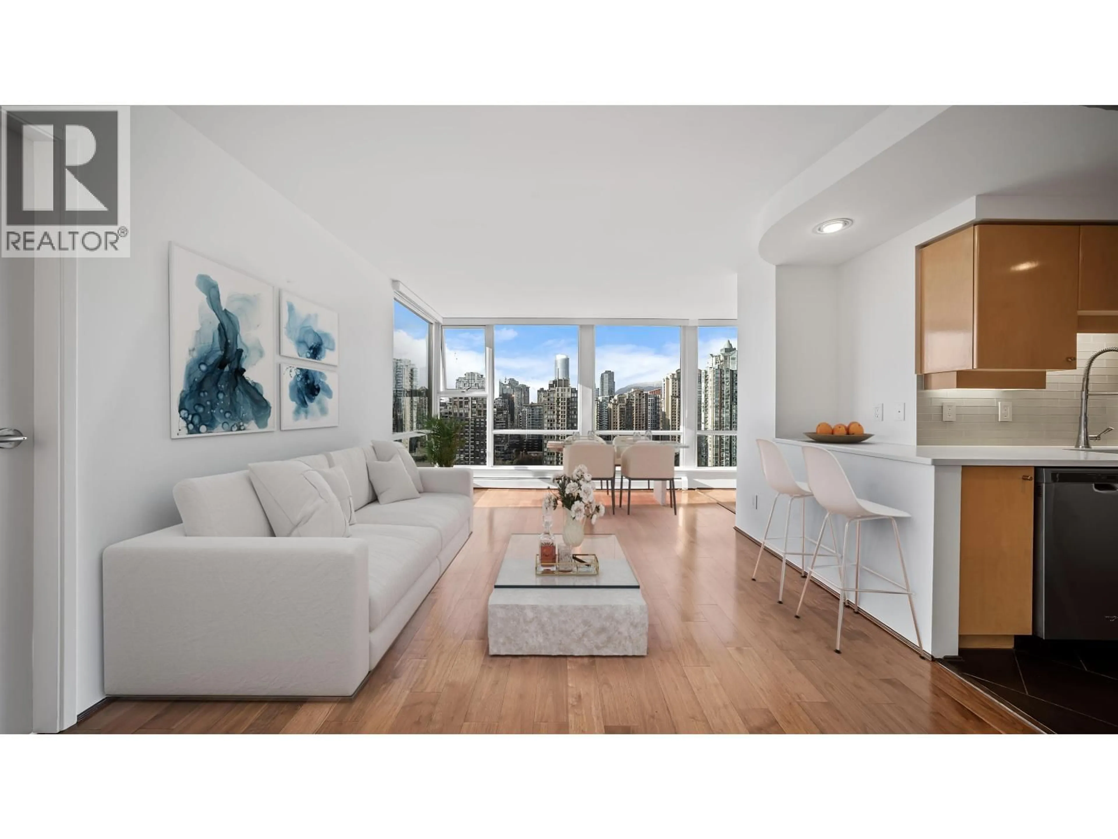 Living room with furniture, wood/laminate floor for 2809 - 1008 CAMBIE STREET, Vancouver British Columbia V6B6J7