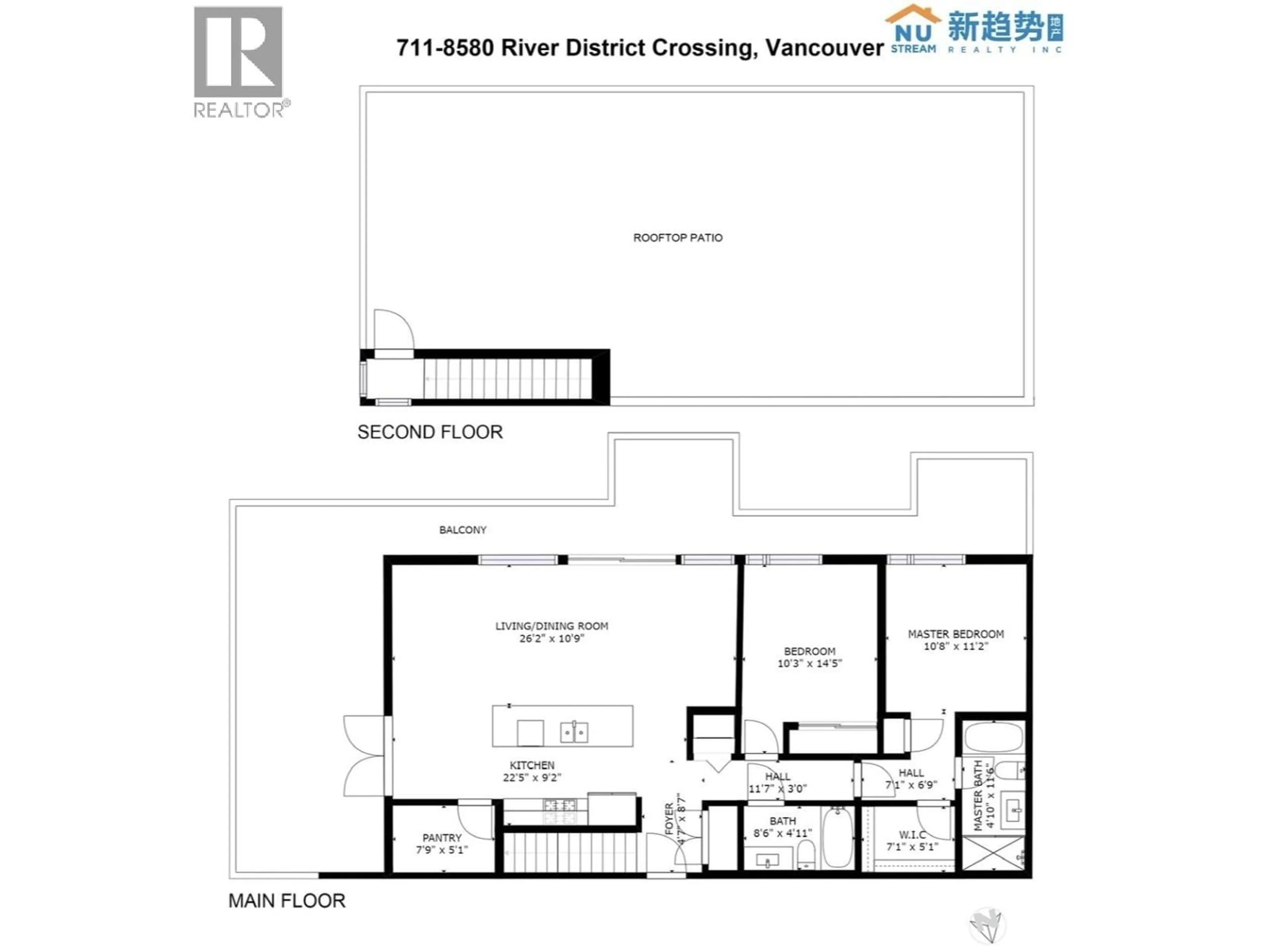 Floor plan for 711 - 8580 RIVER DISTRICT CROSSING, Vancouver British Columbia V5S0B9