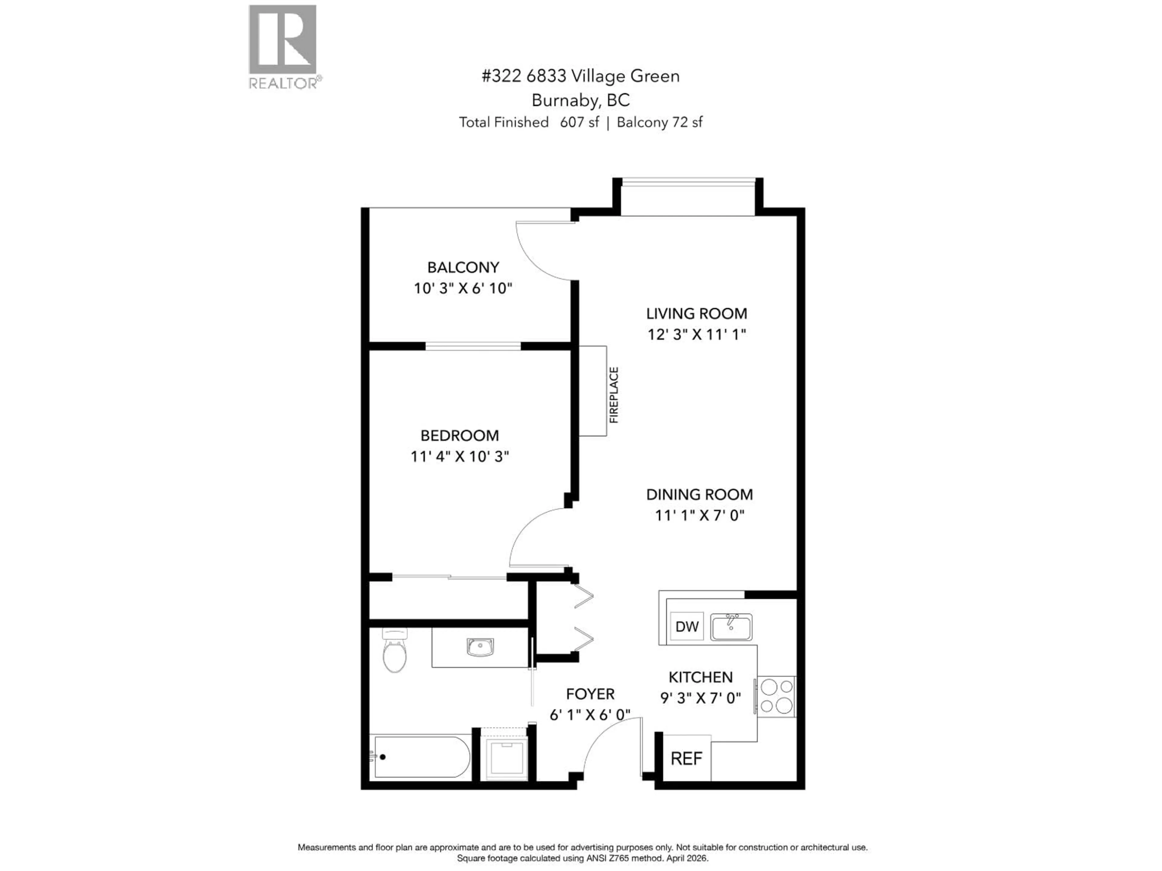 Floor plan for 322 - 6833 VILLAGE GREEN, Burnaby British Columbia V5E4M1