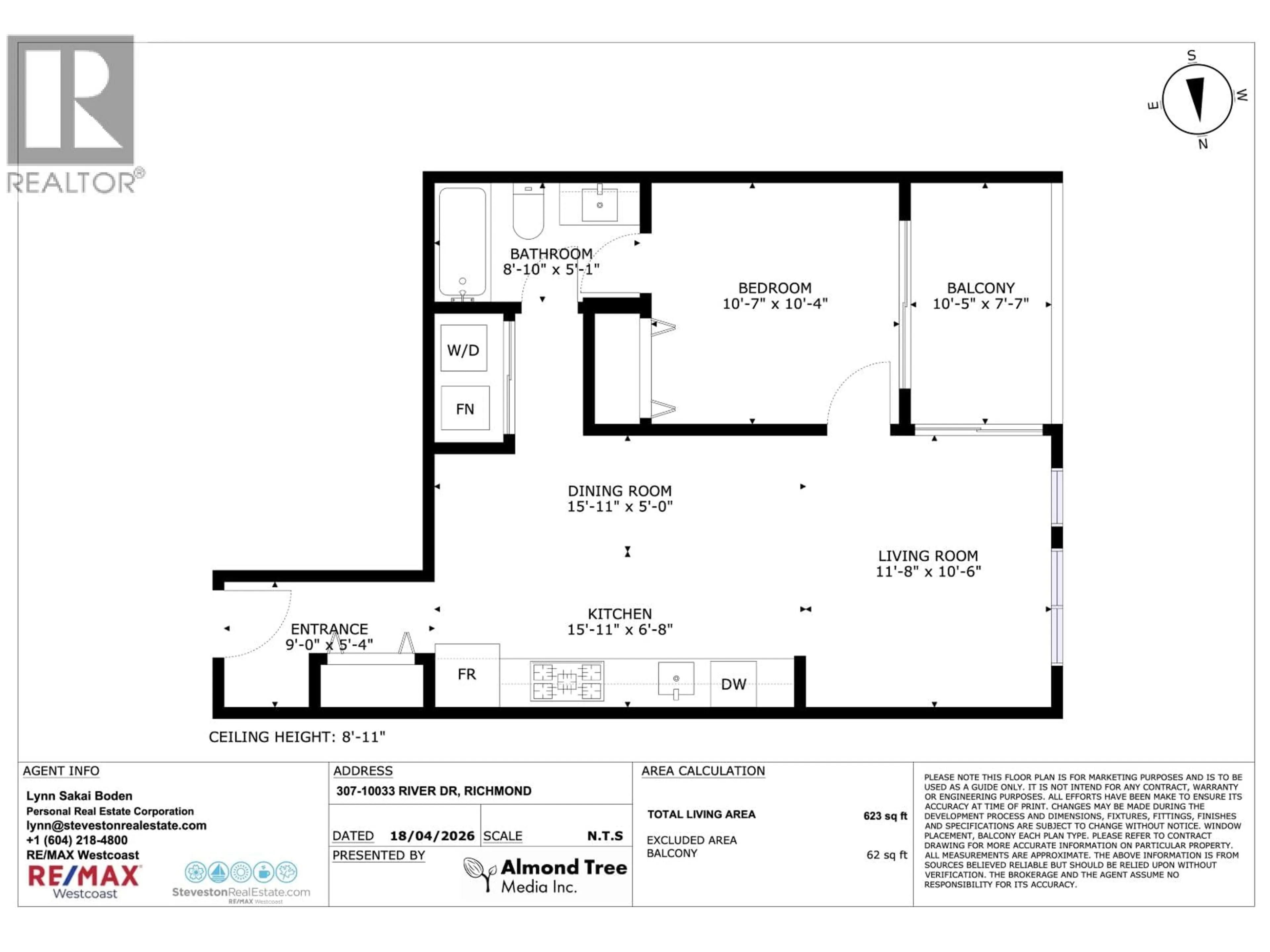 Floor plan for 307 - 10033 RIVER DRIVE, Richmond British Columbia V6X0L1