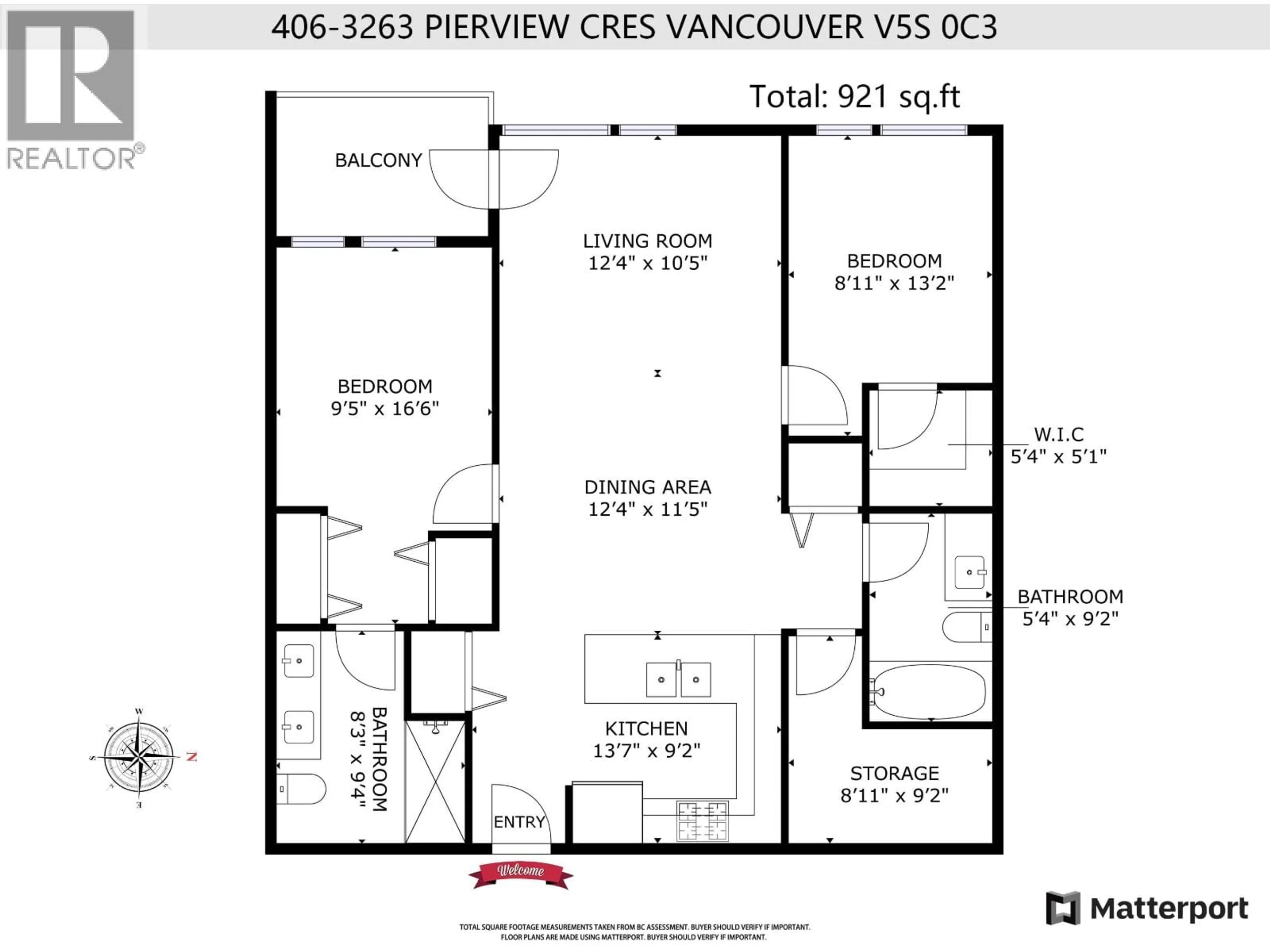 Floor plan for 406 - 3263 PIERVIEW CRESCENT, Vancouver British Columbia V5S0C3