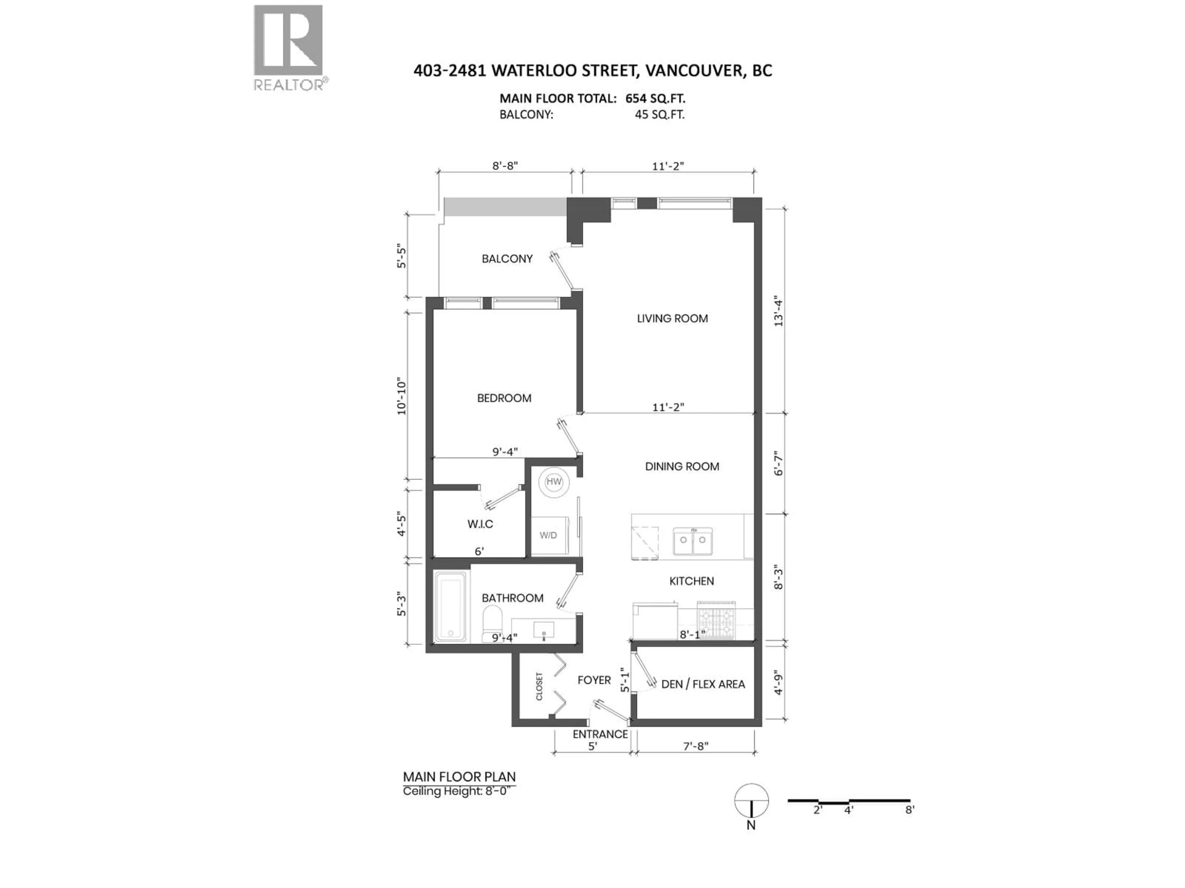 Floor plan for 403 - 2481 WATERLOO STREET, Vancouver British Columbia V6R3H4