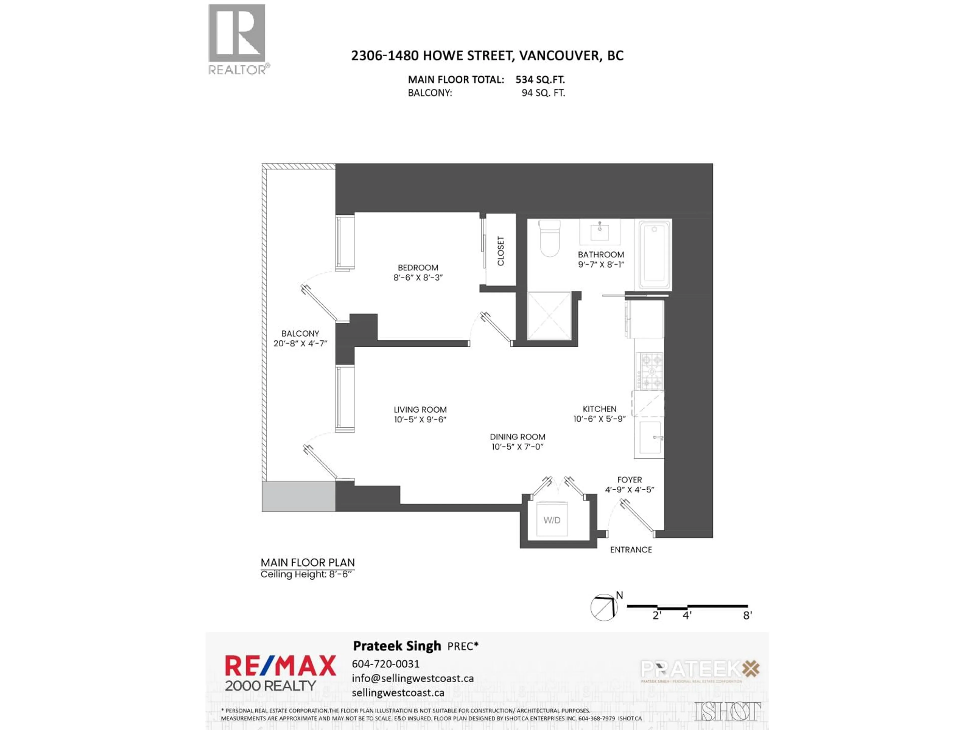 Floor plan for 2306 - 1480 HOWE STREET, Vancouver British Columbia V6Z0G5