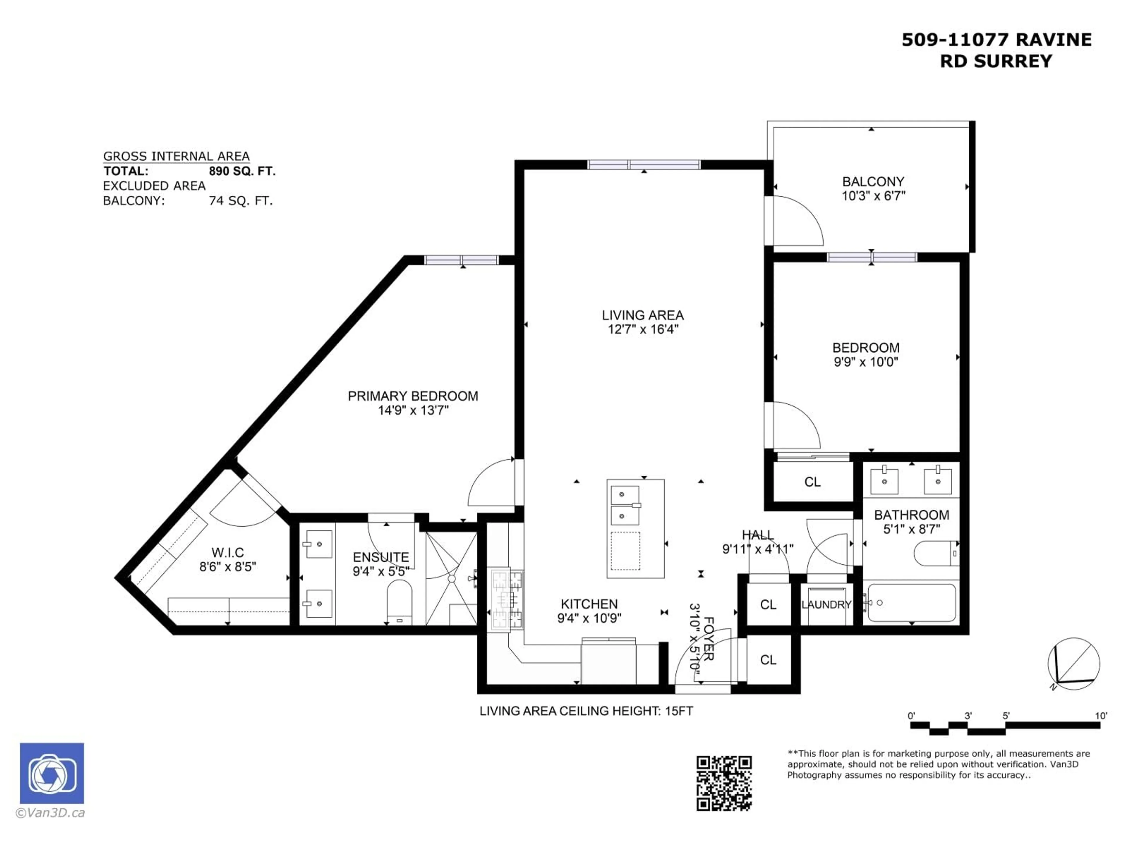 Floor plan for 509 - 11077 RAVINE ROAD, Surrey British Columbia V3T0R7