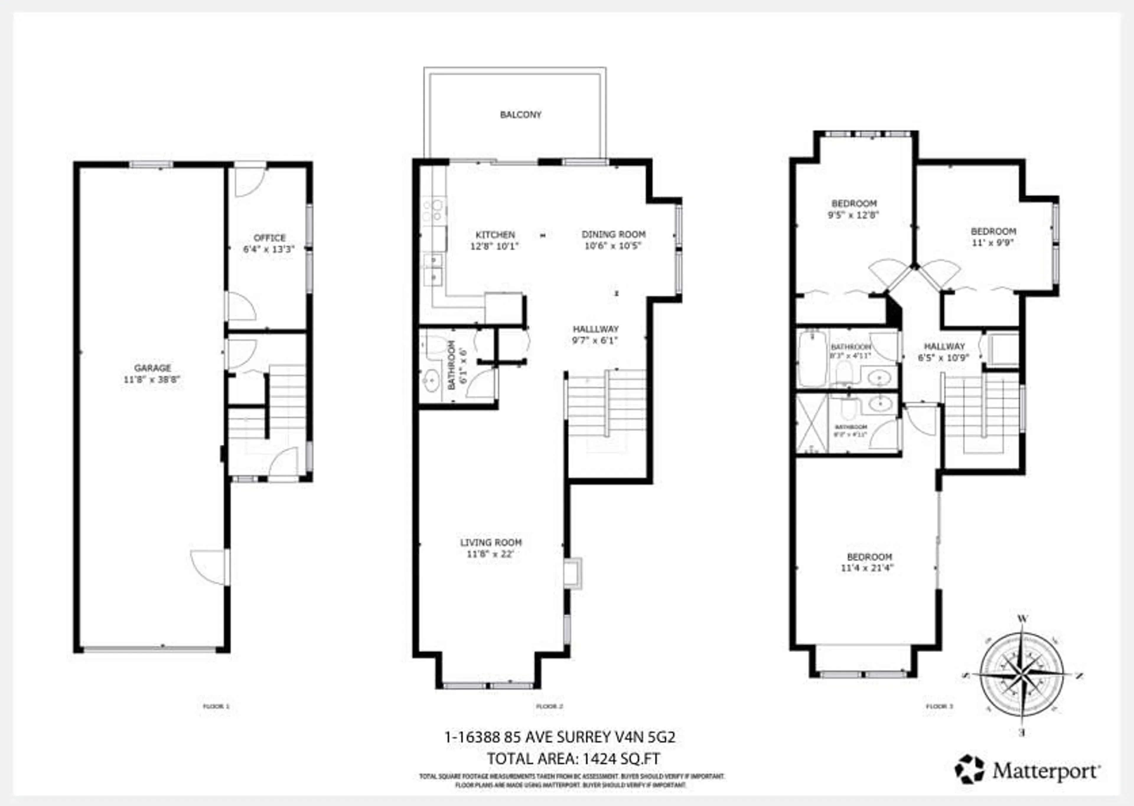 Floor plan for 1 - 16388 85 AVENUE, Surrey British Columbia V4N5G2