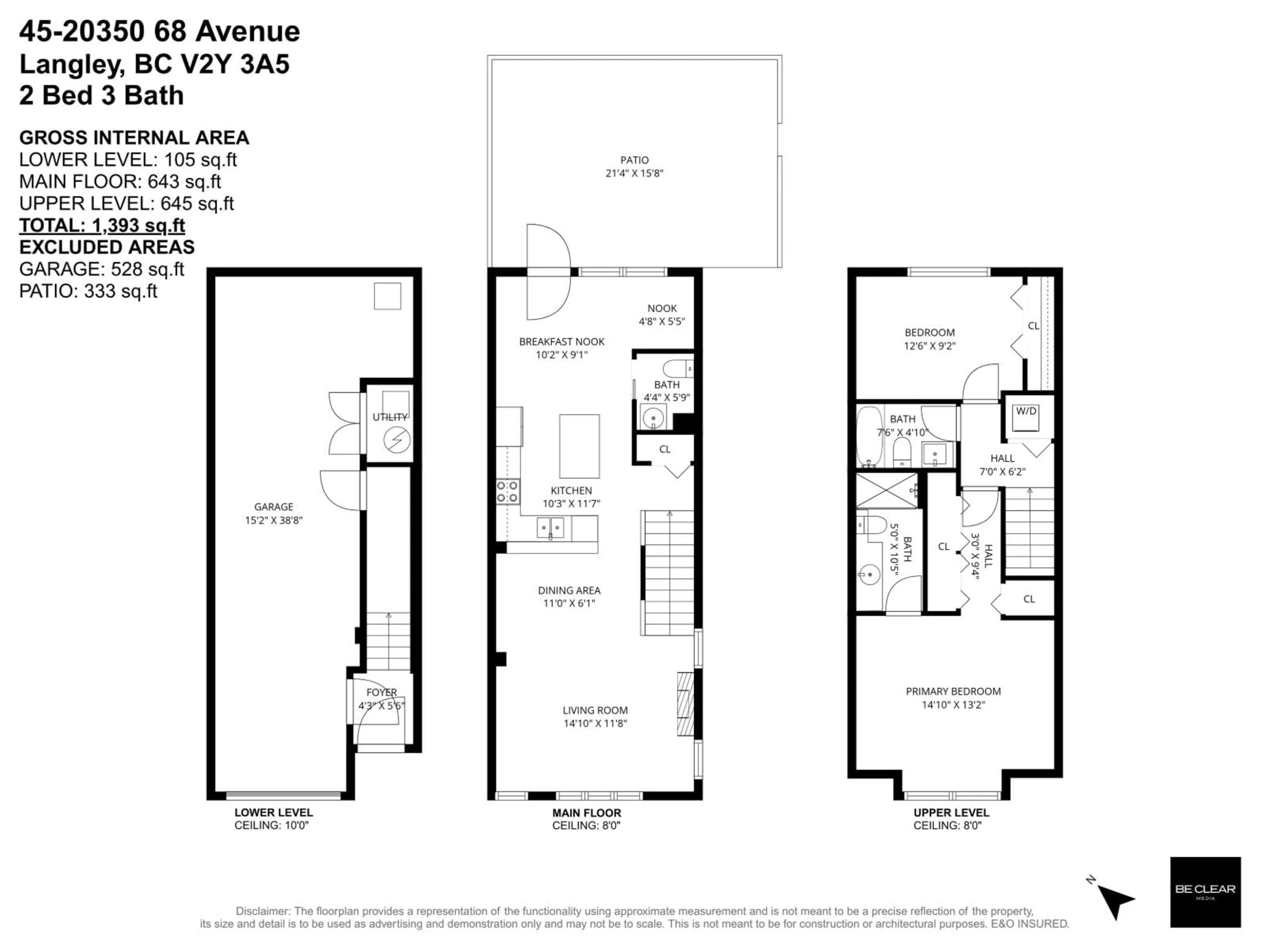 Floor plan for 45 - 20350 68 AVENUE, Langley British Columbia V2Y3A5