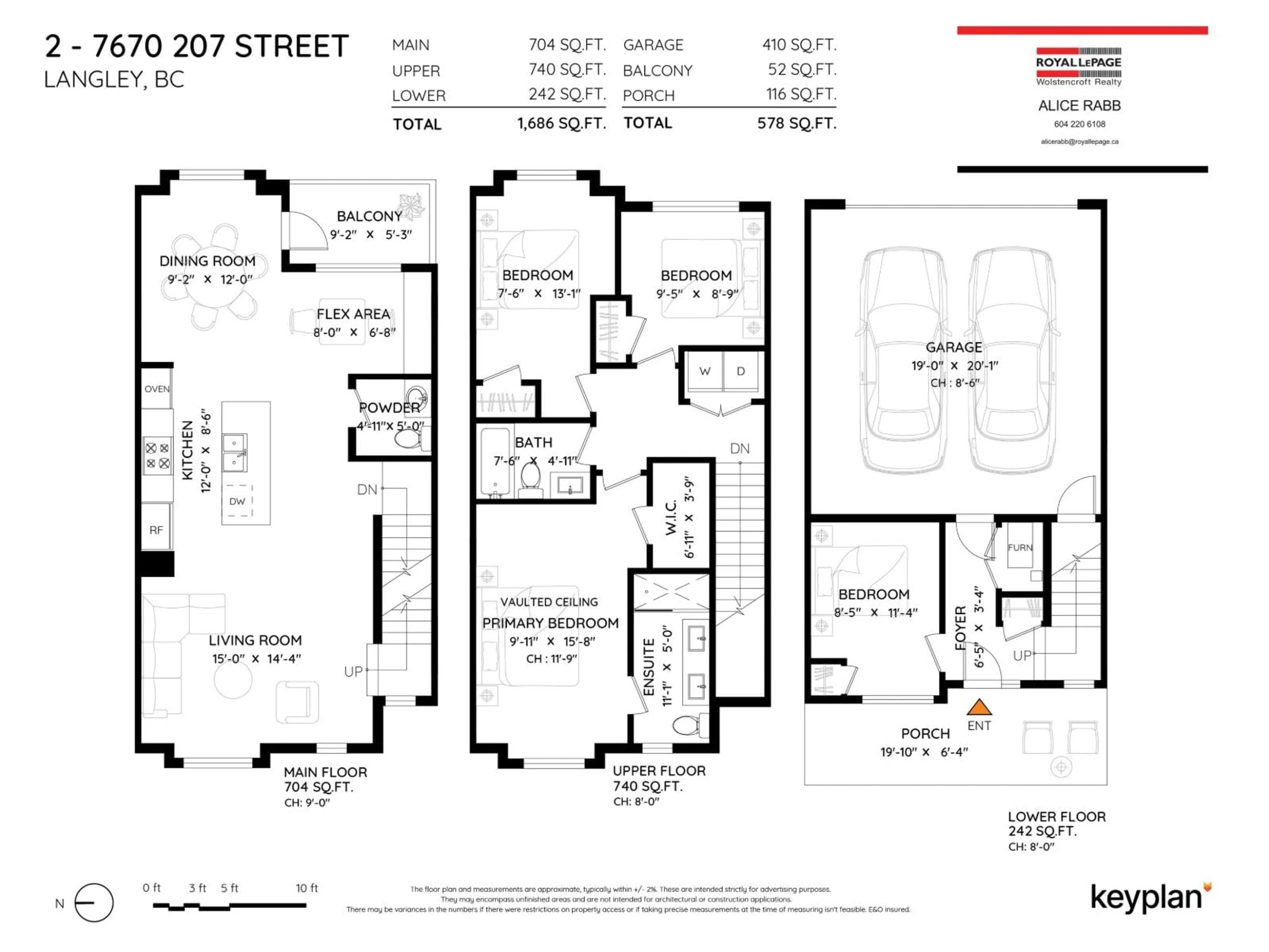 Floor plan for 2 - 7670 207 STREET, Langley British Columbia V2Y3N7