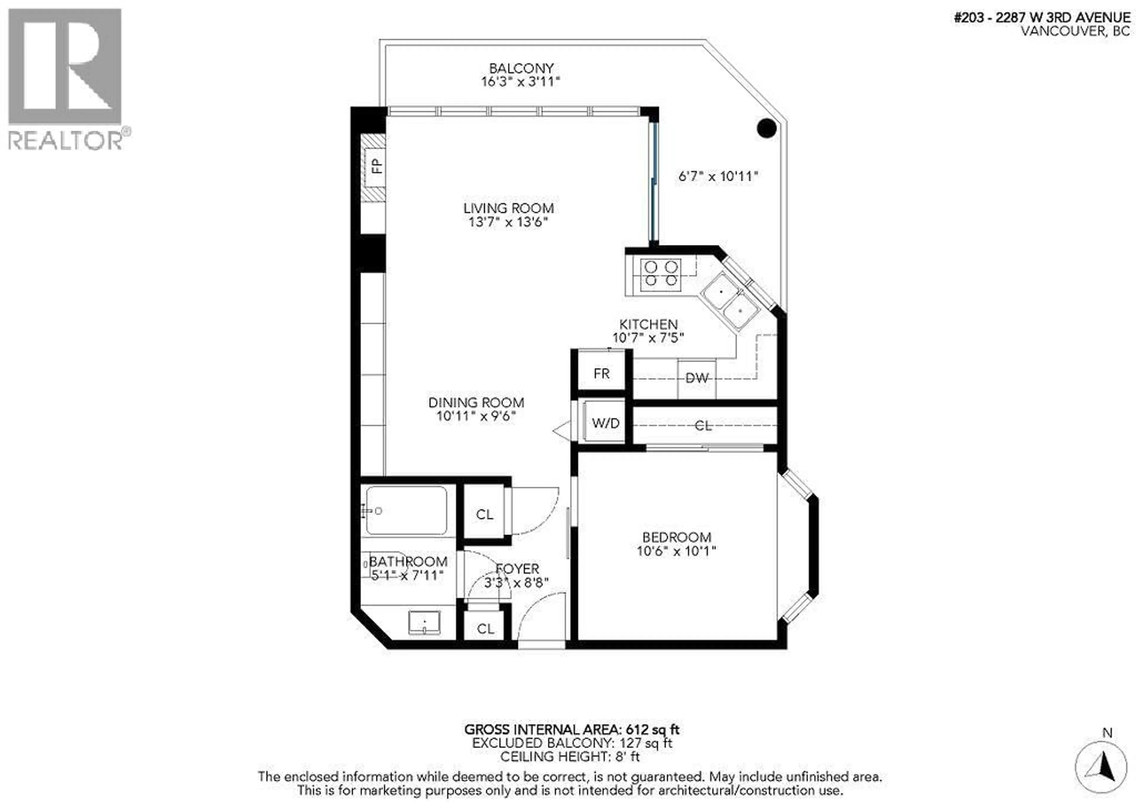 Floor plan for 203 - 2287 3RD AVENUE, Vancouver British Columbia V6K1L5