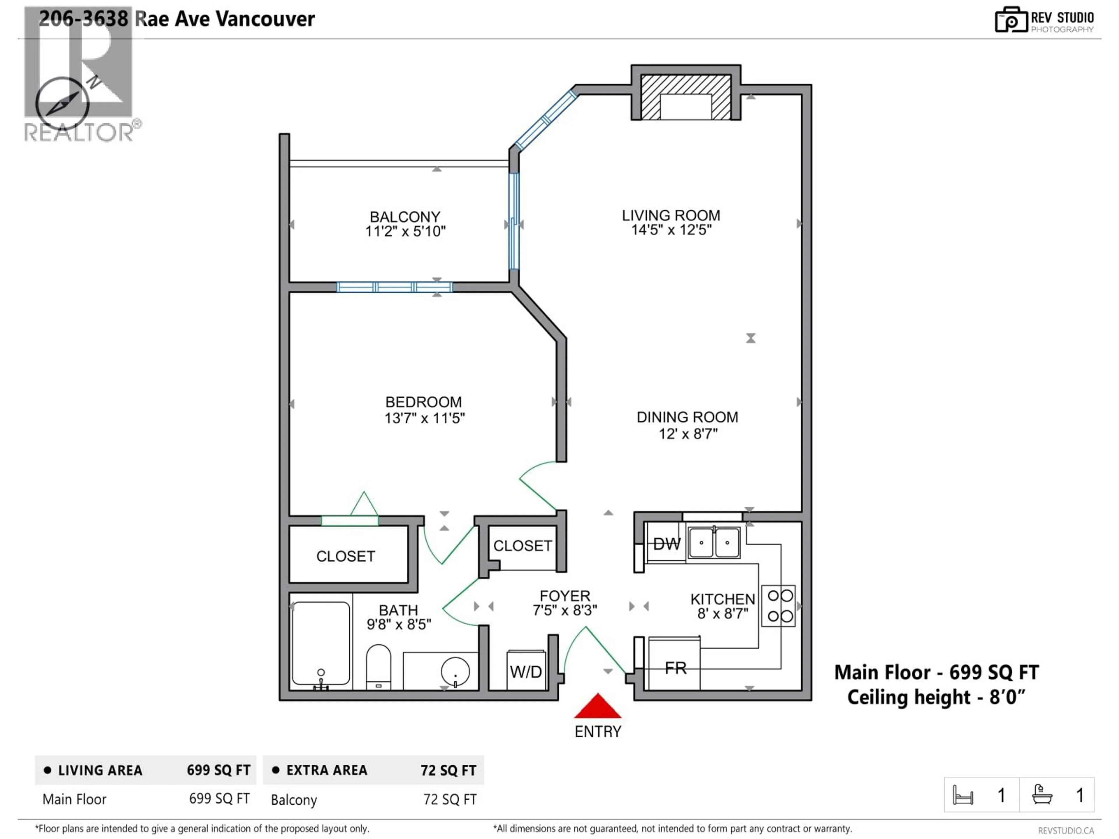 Floor plan for 206 - 3638 RAE AVENUE, Vancouver British Columbia V5R2P5